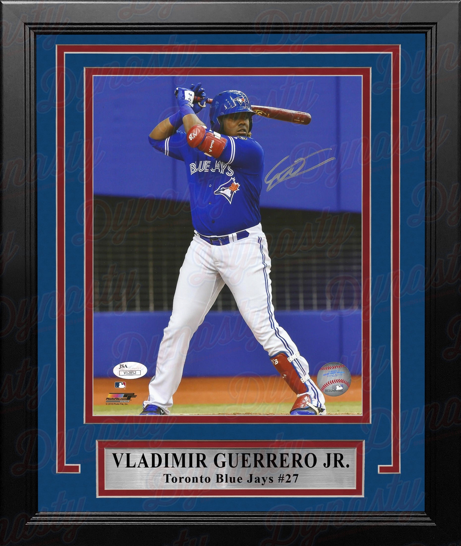 Vladimir Guerrero, Jr. At-Bat Toronto Blue Jays Autographed Framed Baseball Photo 1