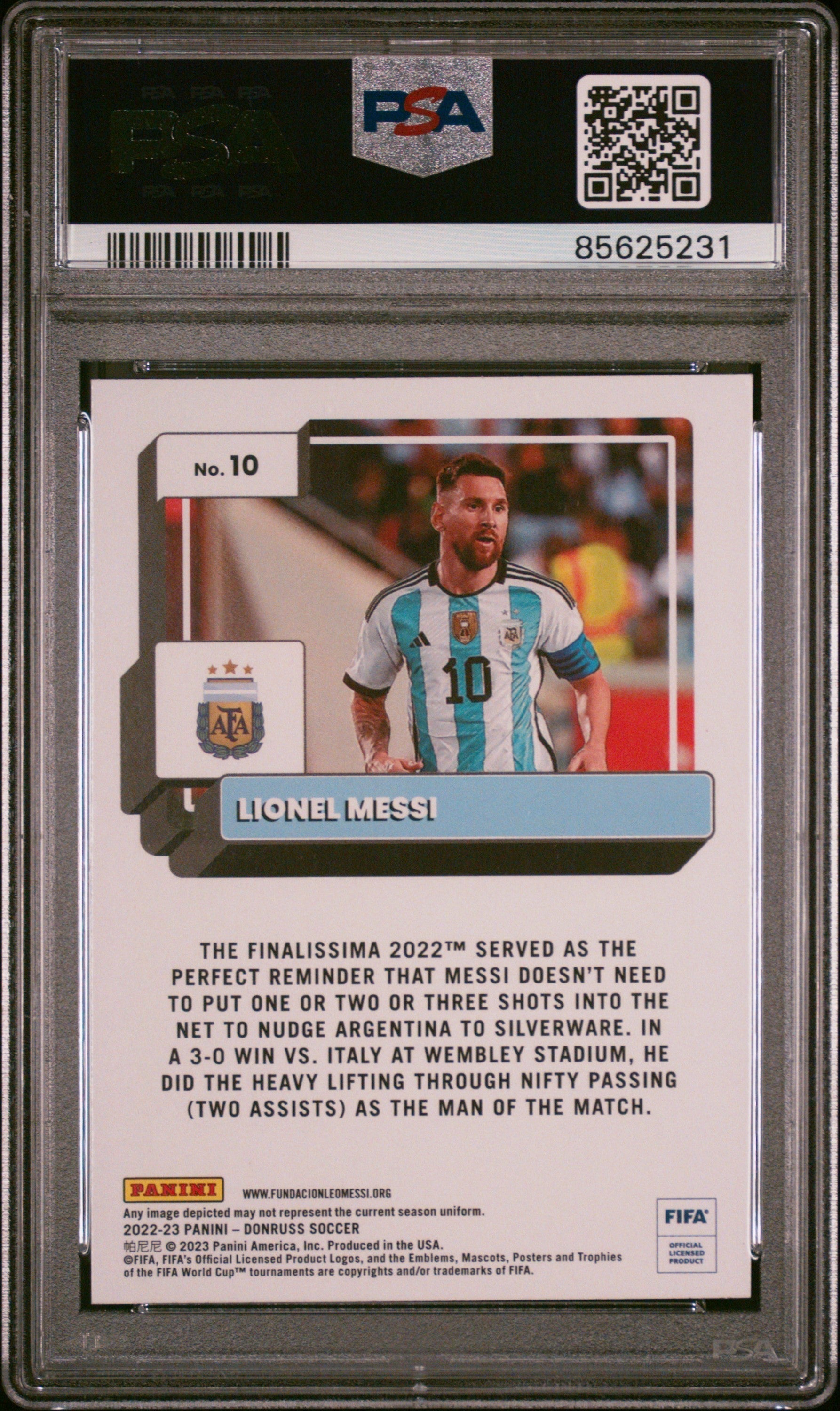 Graded 2022 Panini Donruss FIFA Lionel Messi #10 Silver Soccer Card PSA 9 Mint 2