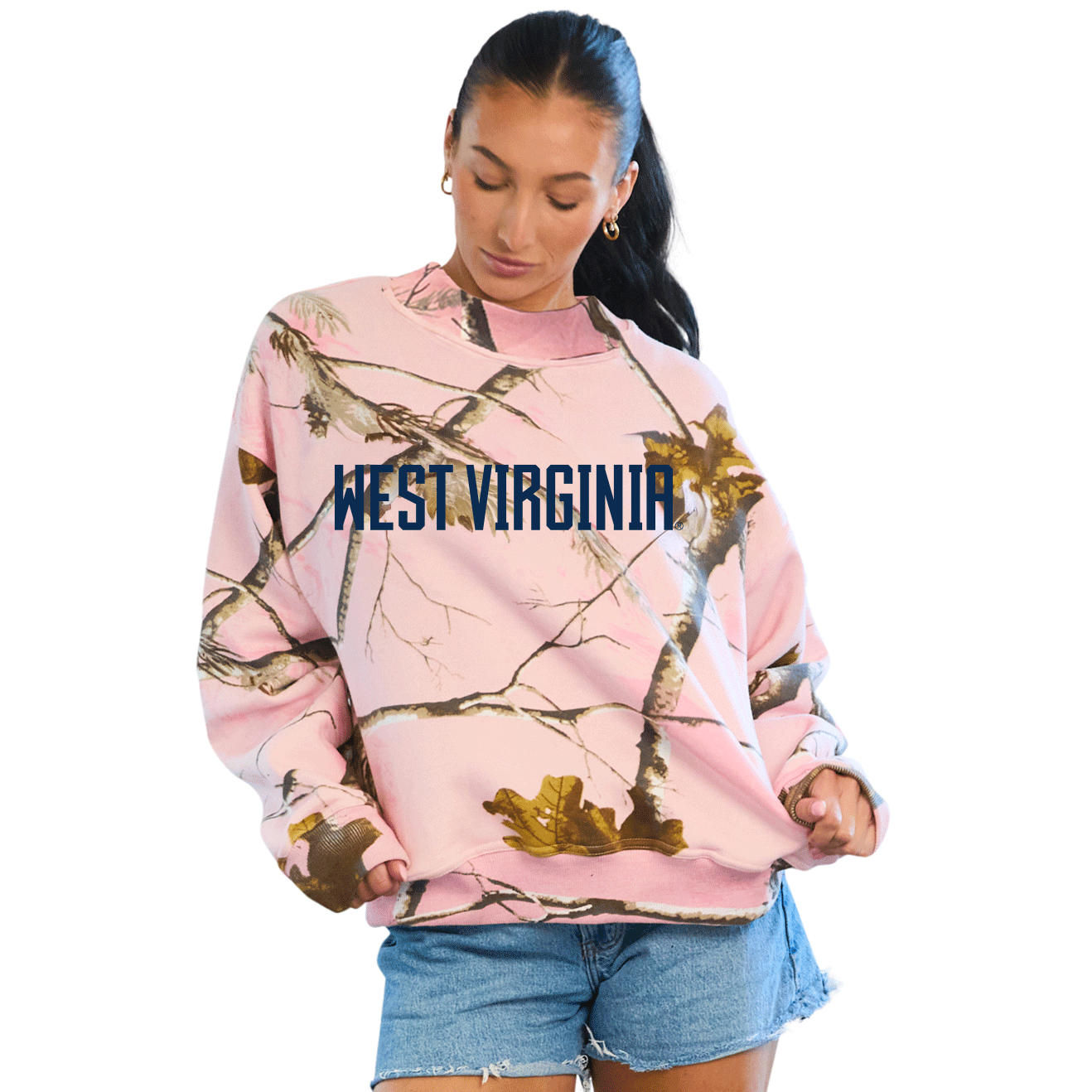 West Virginia Mountaineers Camo Mock Neck Sweatshirt | lojobands