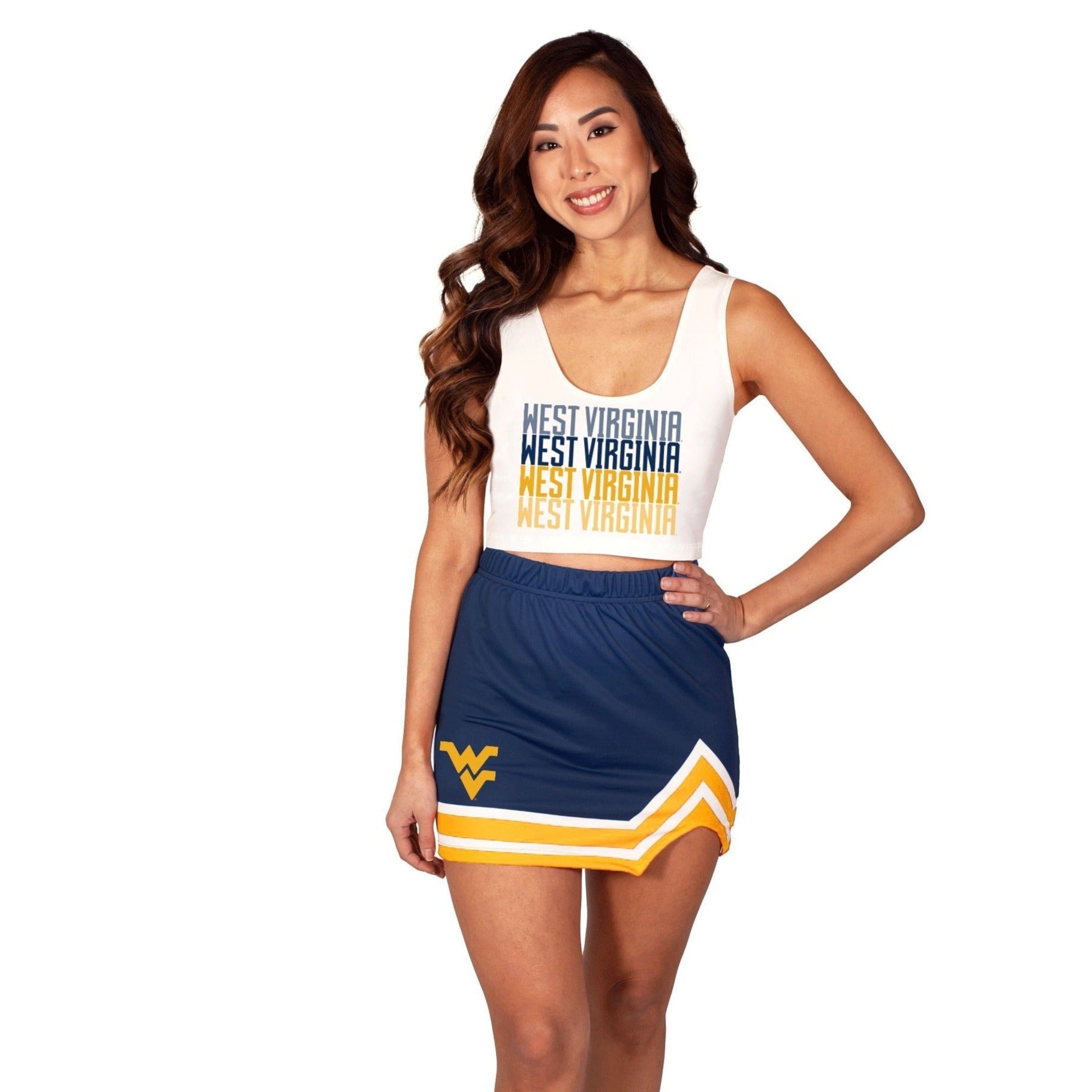 West Virginia Mountaineers White Crop Tank Top | lojobands