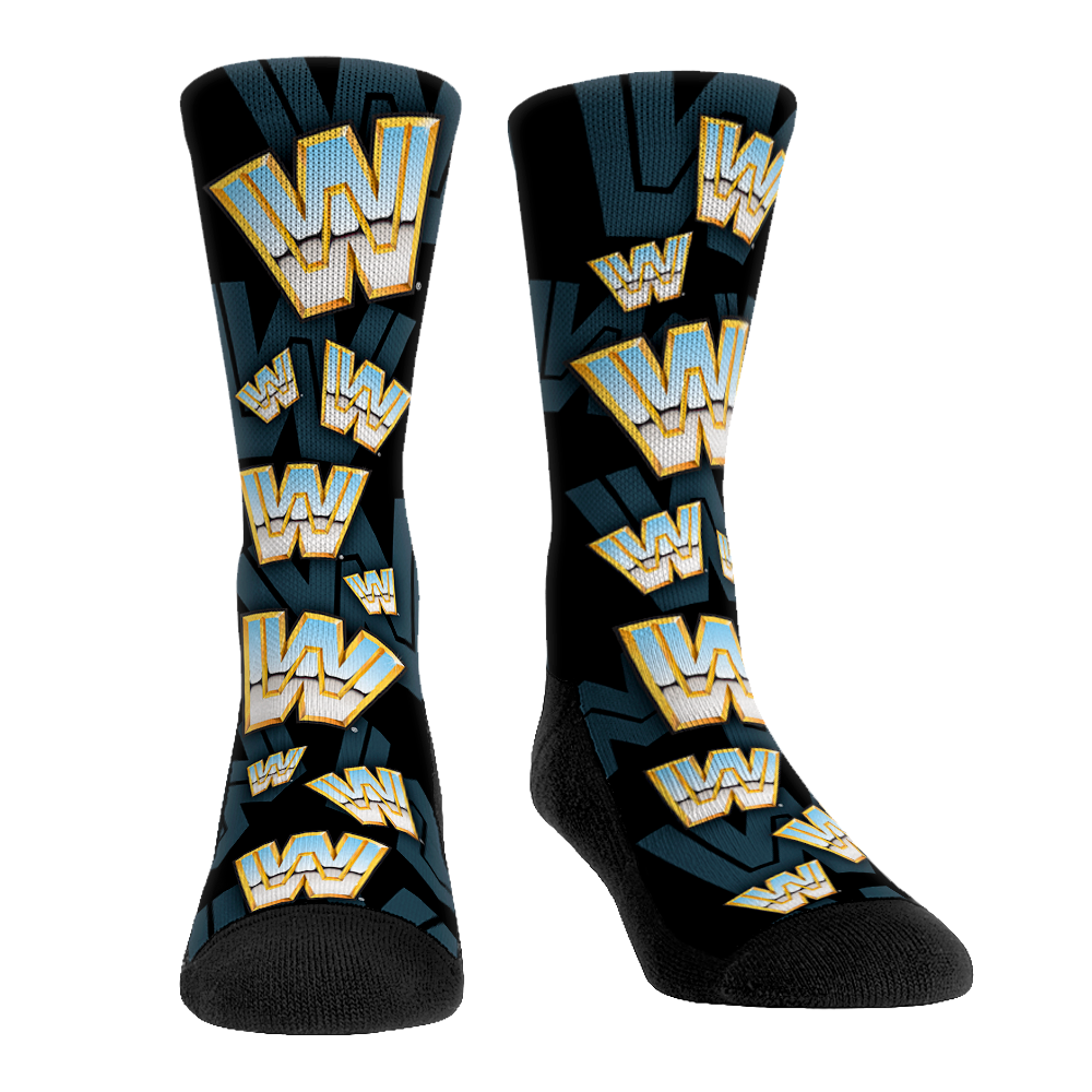 WWE Throwback Logo - All-Over | Rock 'Em Socks 1
