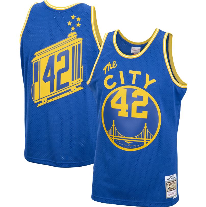 Nate Thurmond San Francisco Warriors Mitchell & Ness Blue Hardwood Classics 1966-67 Swingman Jersey 1