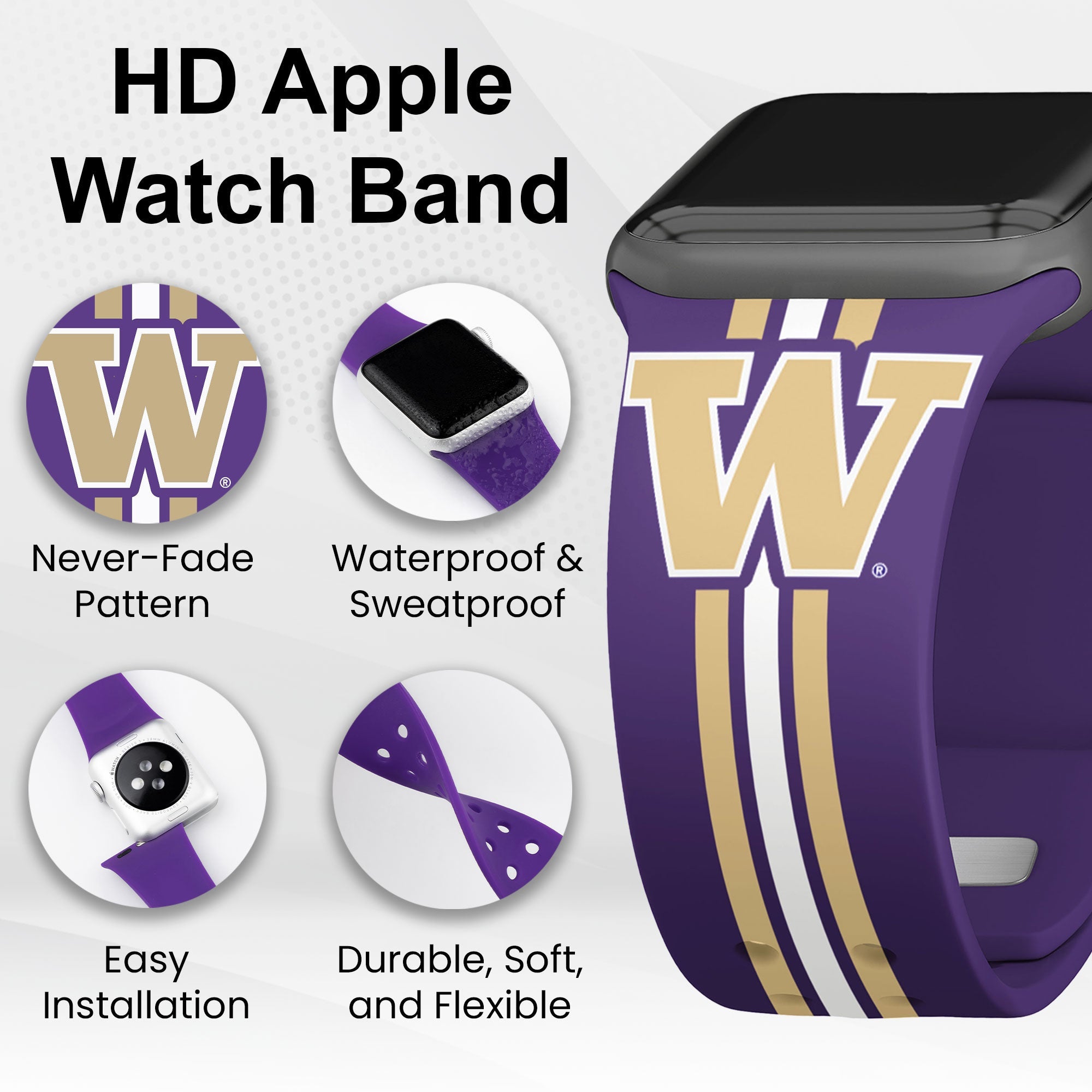 Washington Huskies HD Apple Watch Band 3