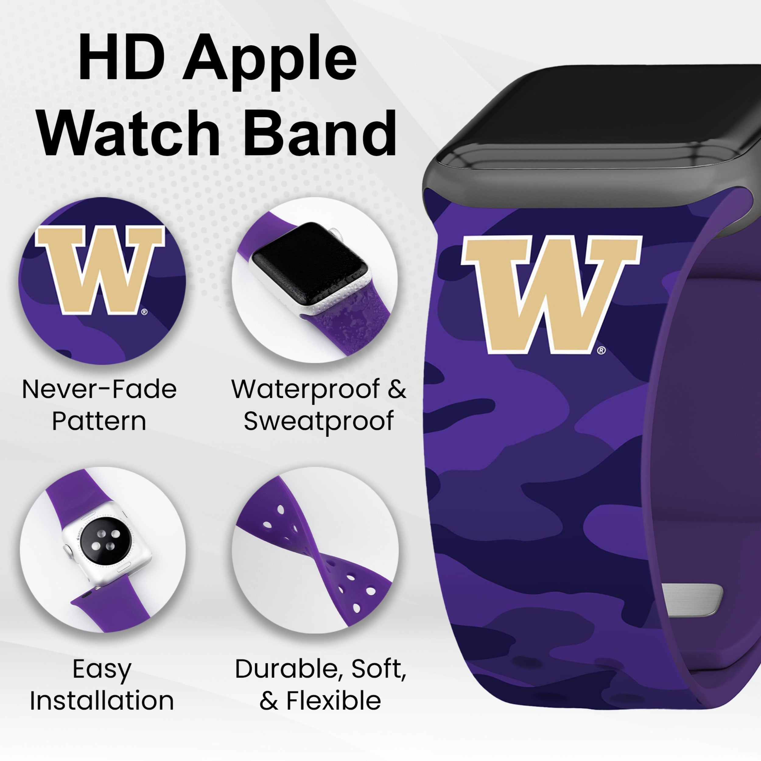 Washington Huskies HD Apple Watch Band 22