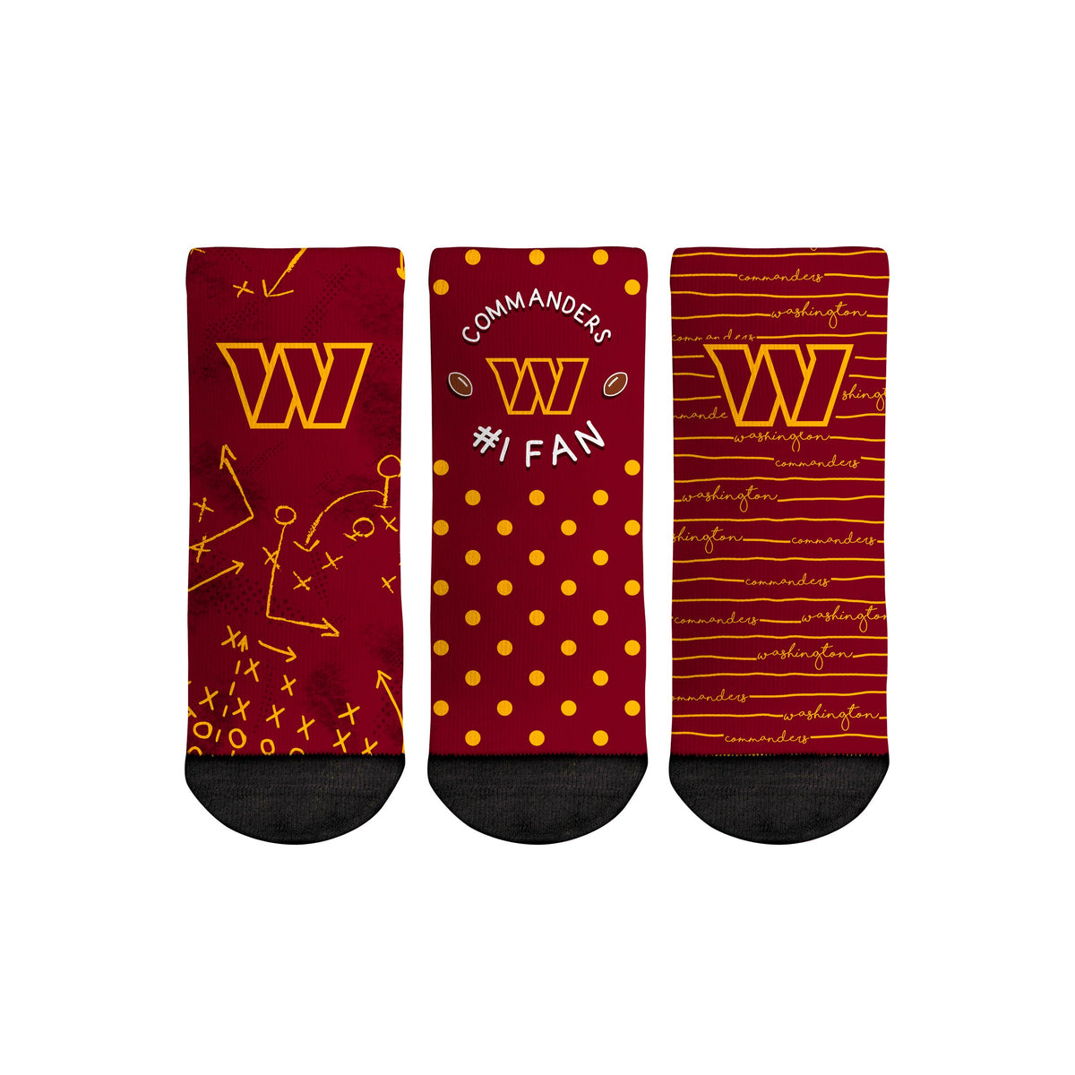 Washington Commanders - Number 1 Fan 3-Pack (Toddler) | Rock 'Em Socks 1