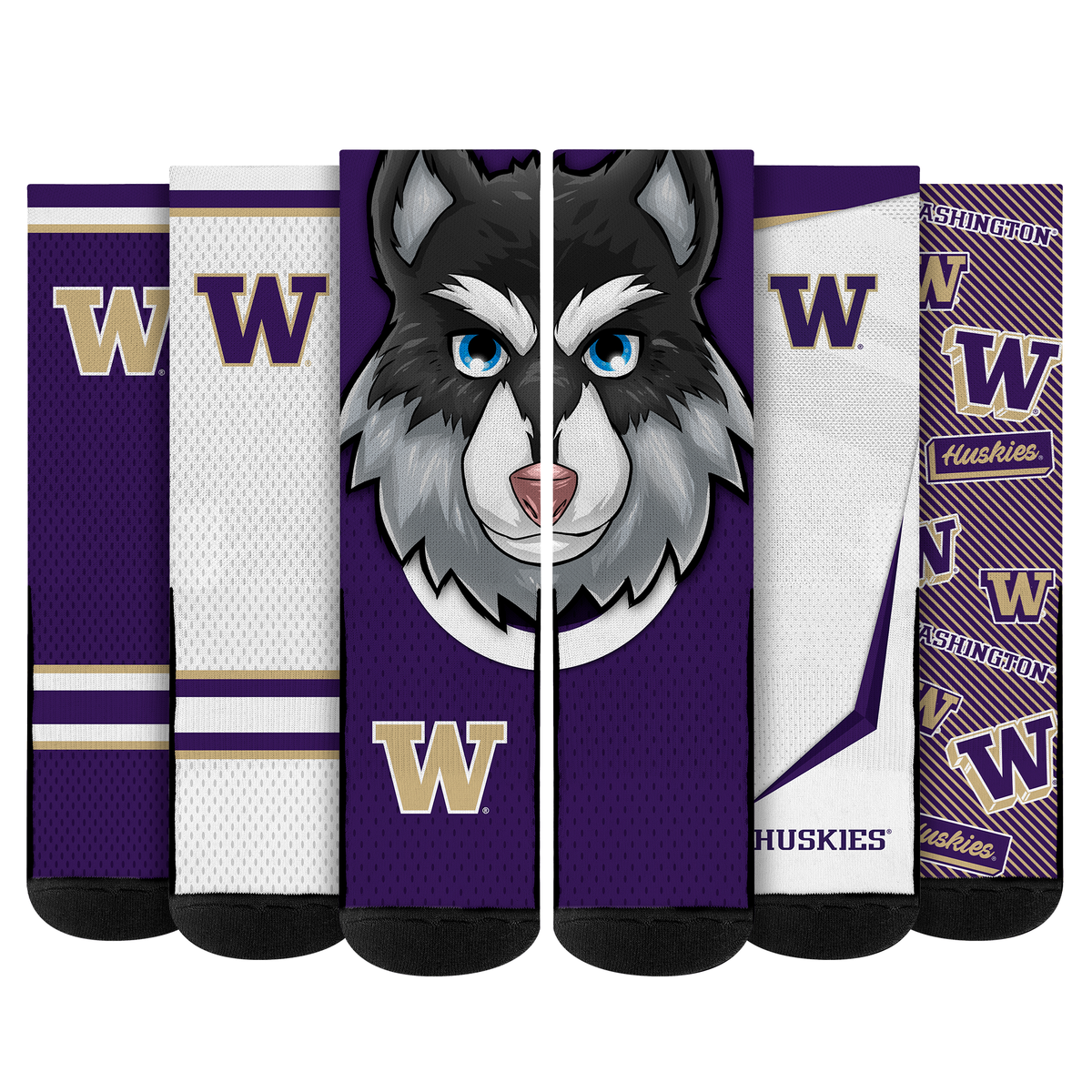 Washington Huskies - Super Fan Bundle 5-Pack | Rock 'Em Socks 1