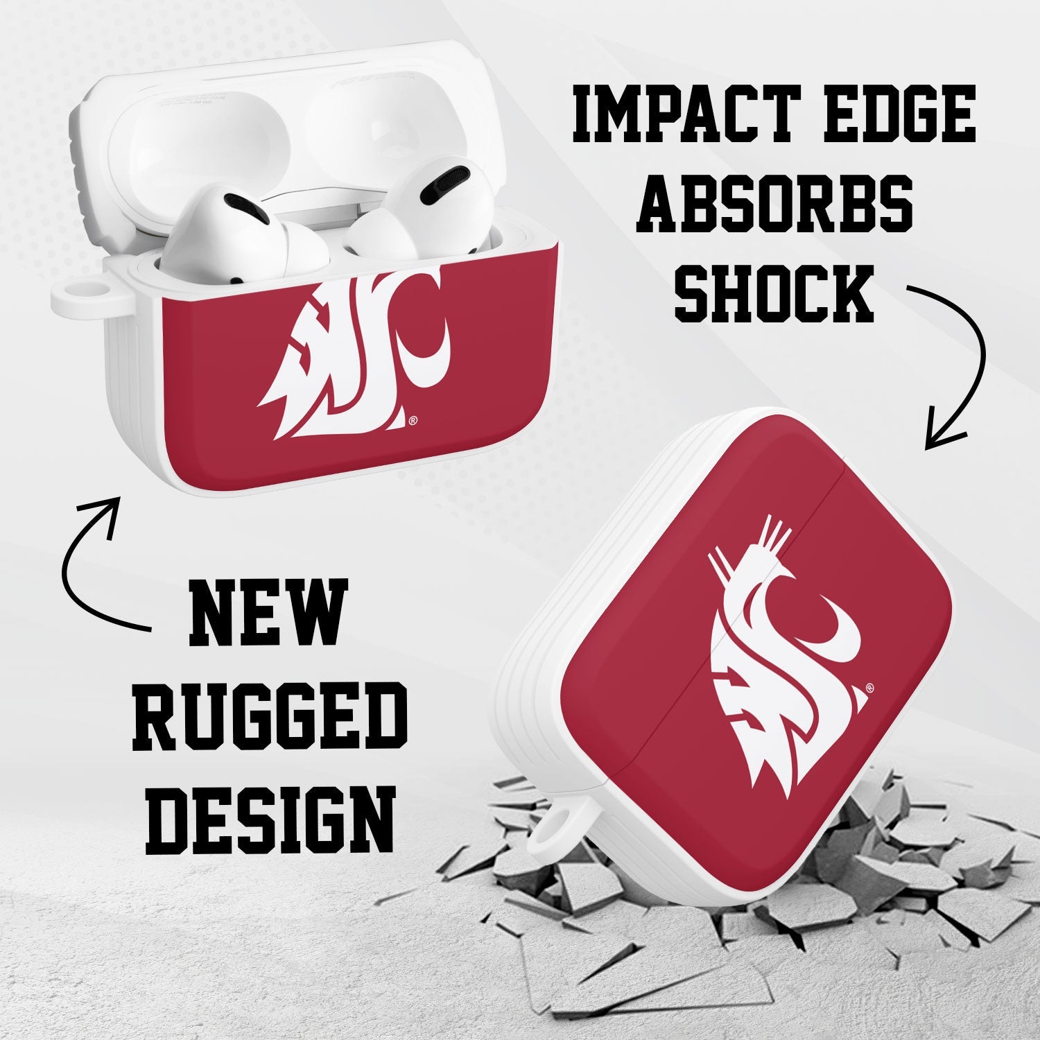 Washington State Cougars HDX Apple Airpods Pro 1 & 2 Case Cover 3