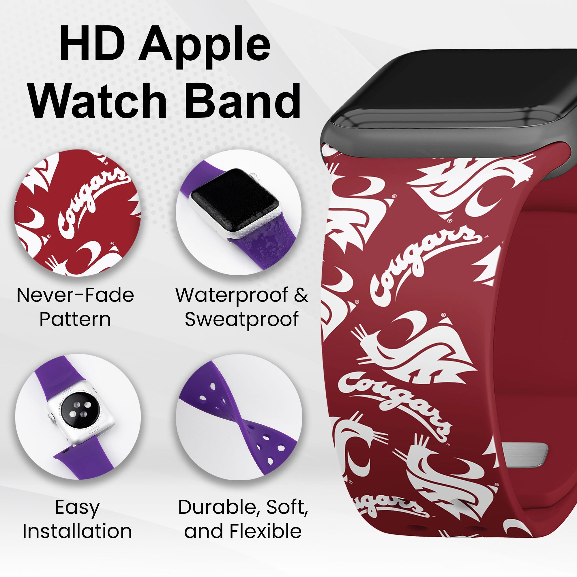 Washington State Cougars HD Apple Watch Band 11