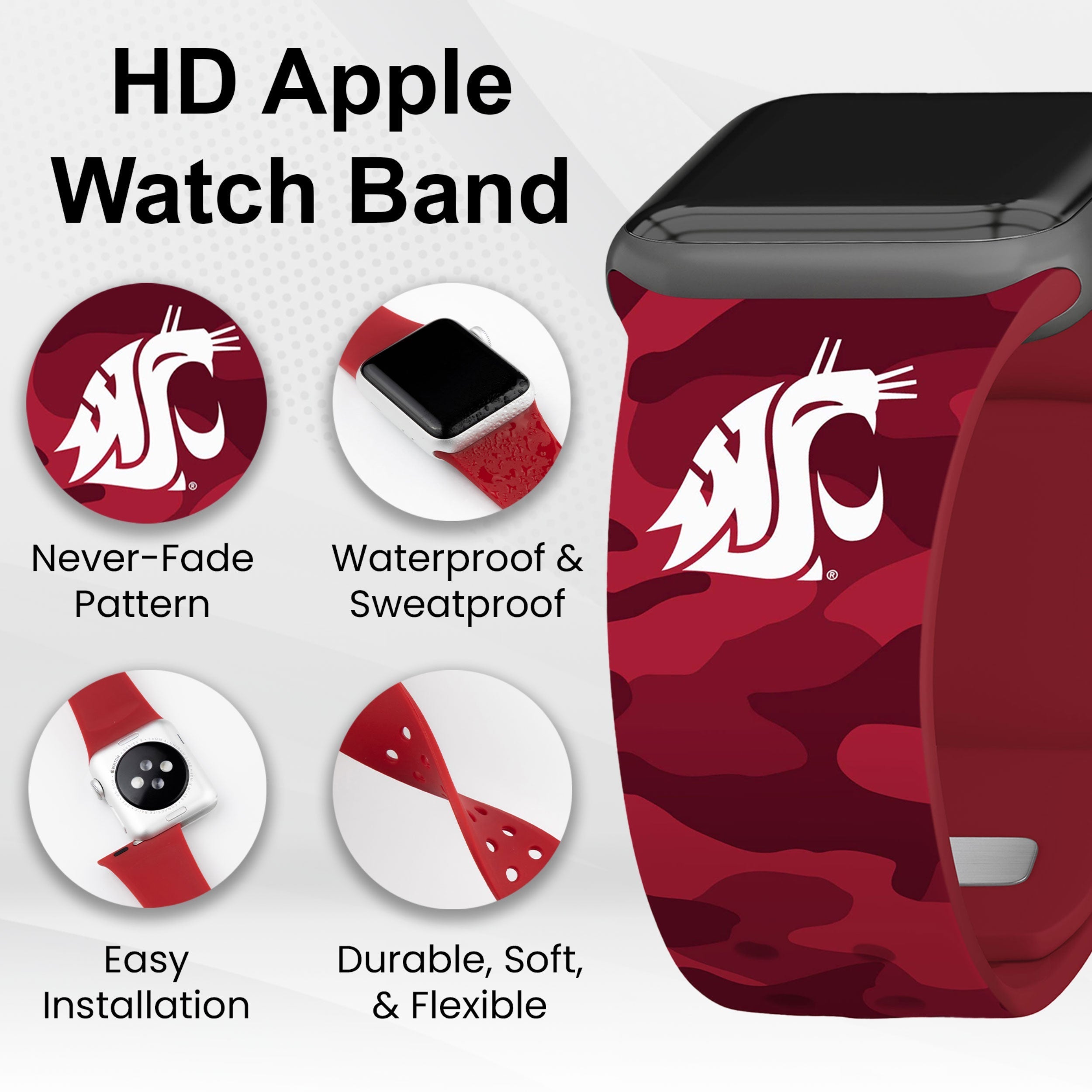Washington State Cougars HD Apple Watch Band 22