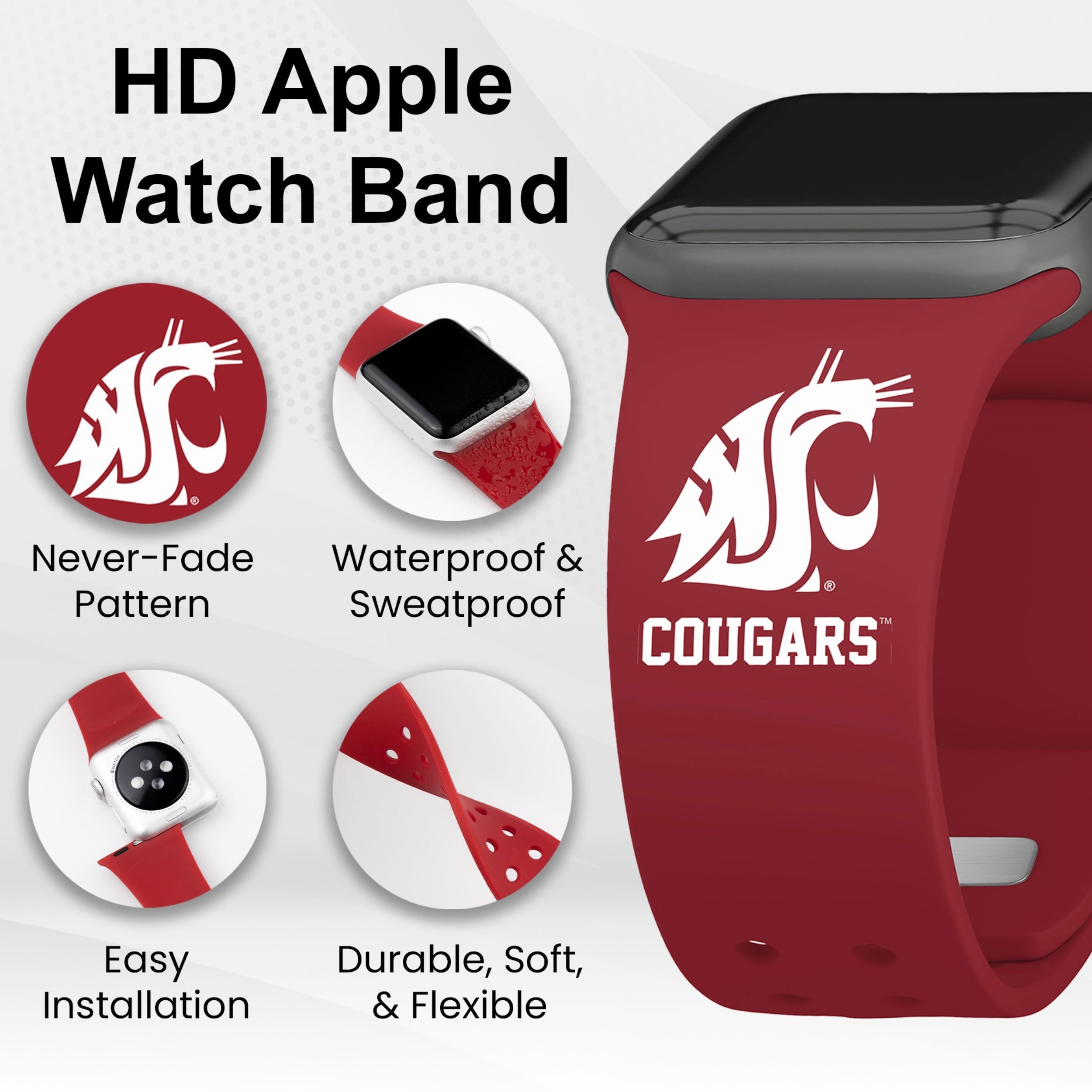 Washington State Cougars HD Apple Watch Band 14