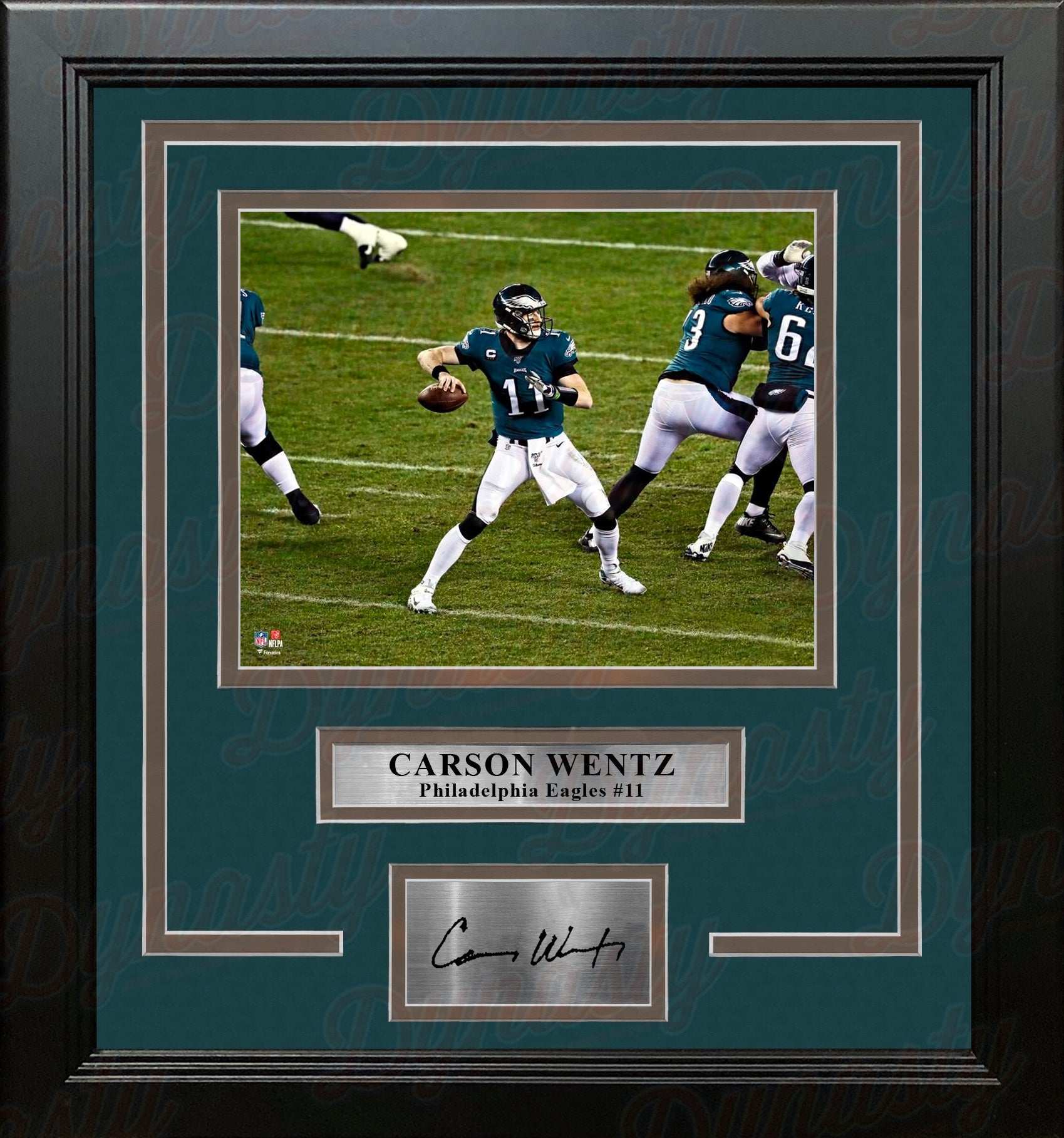 Carson Wentz in Action Philadelphia Eagles 8" x 10" Framed Football Photo with Engraved Autograph 1