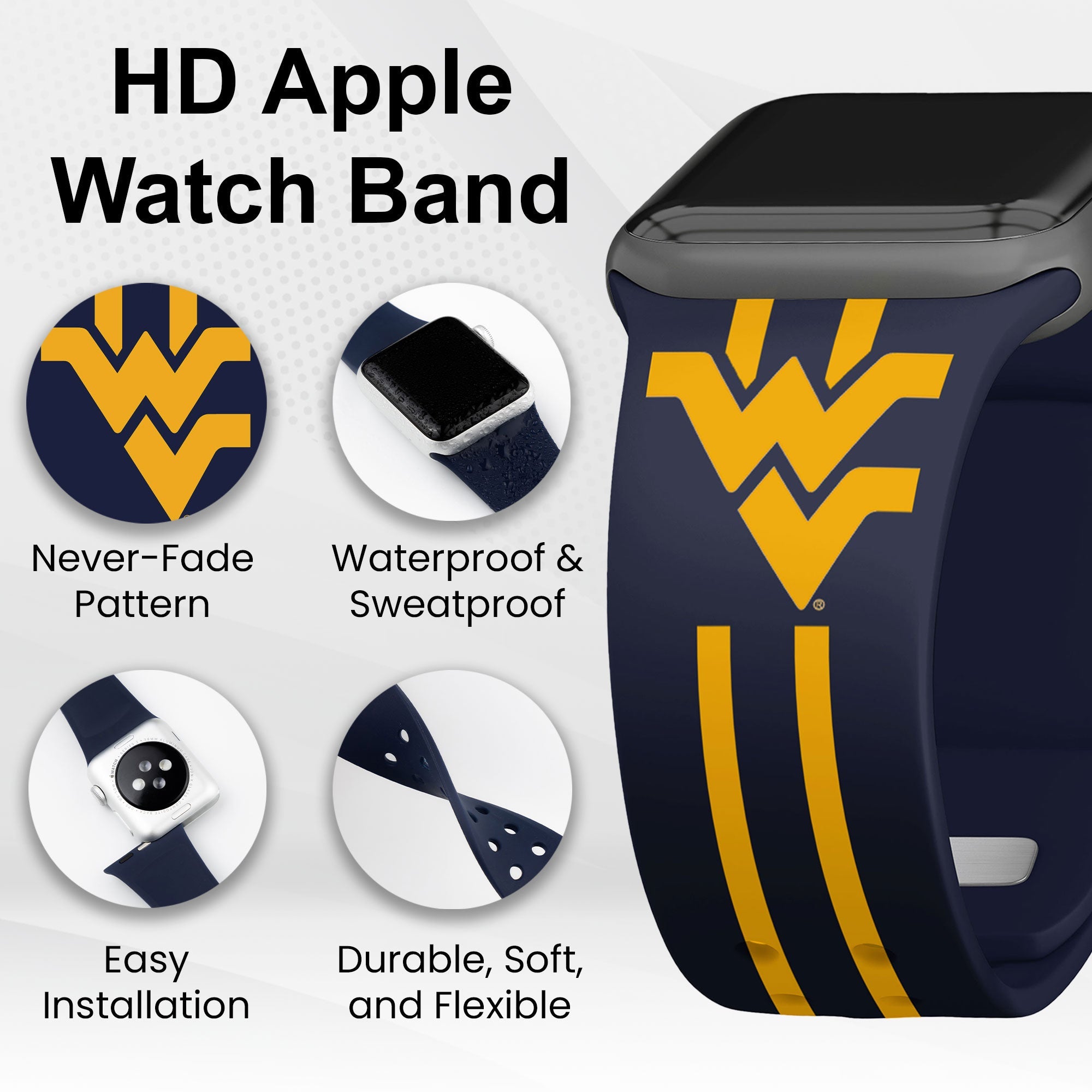 West Virginia Mountaineers HD Apple Watch Band 3