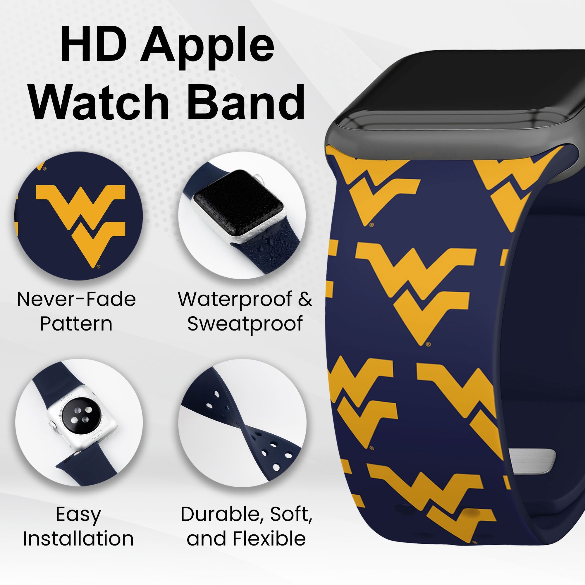 West Virginia Mountaineers HD Apple Watch Band 7