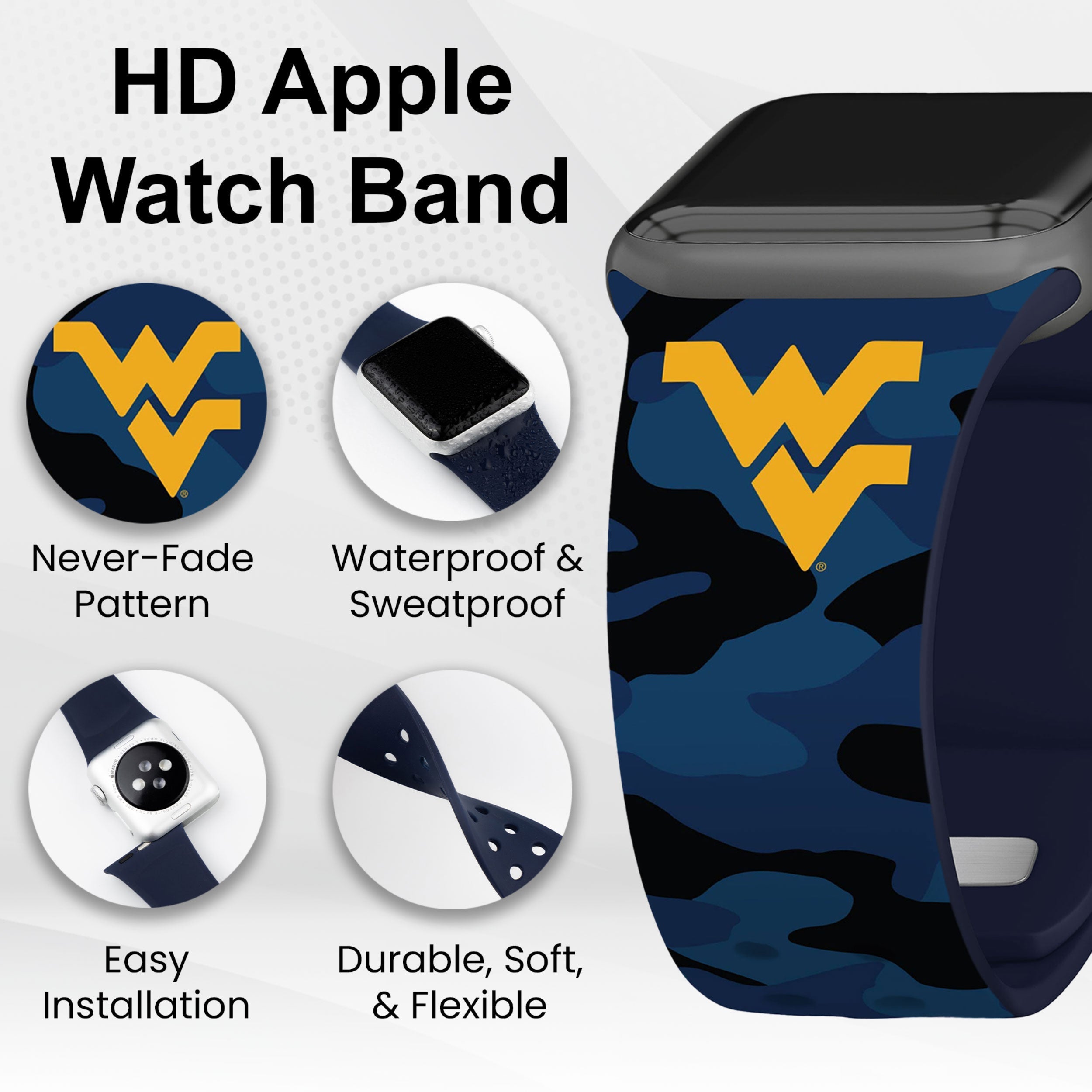 West Virginia Mountaineers HD Apple Watch Band 18