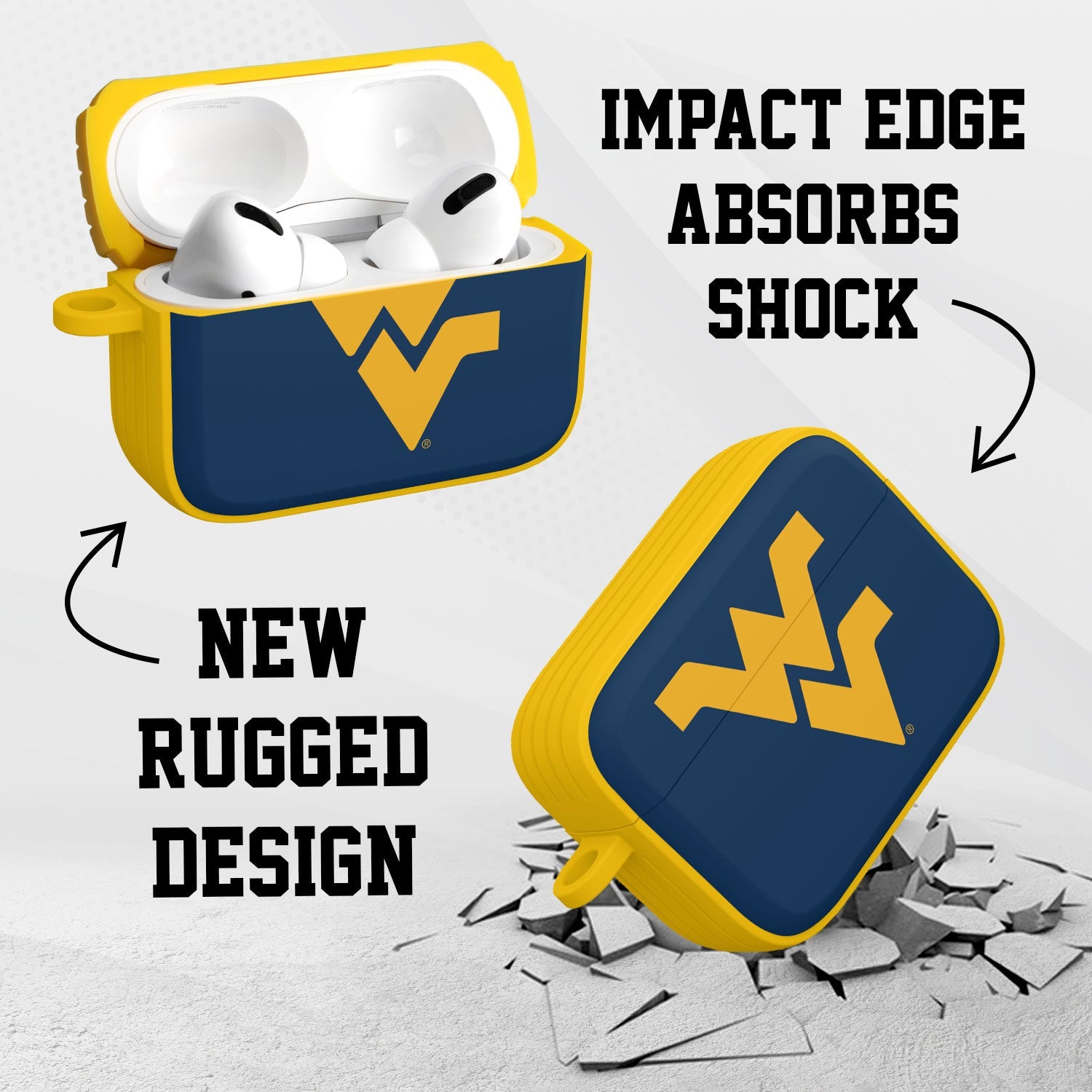 West Virginia Mountaineers HDX Apple AirPods Pro 1 & 2 Case Cover | Affinity Bands