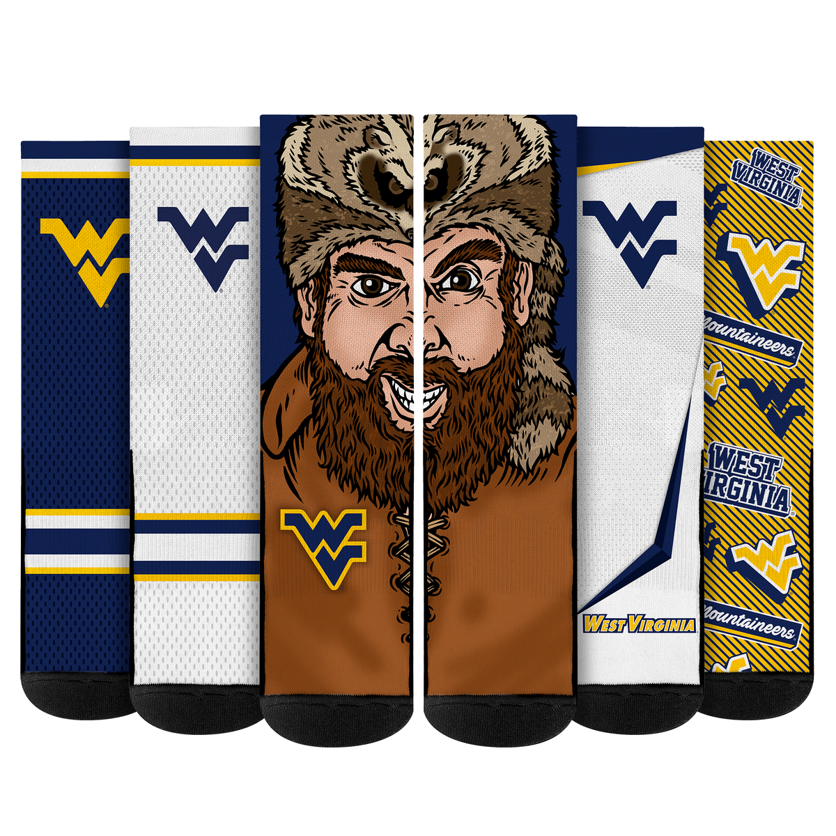 West Virginia Mountaineers - Super Fan Bundle 5-Pack | Rock 'Em Socks