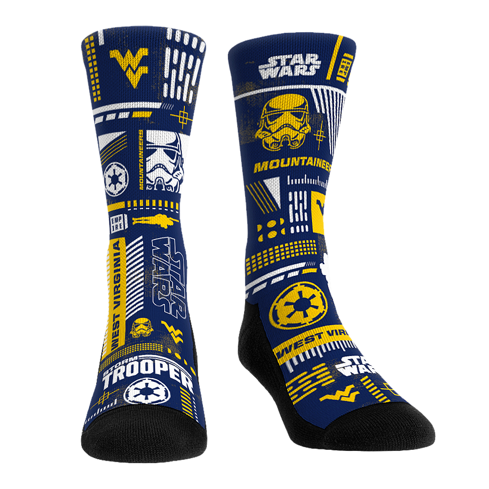 West Virginia Mountaineers - Star Wars  - Stormtrooper Pattern | Rock 'Em Socks