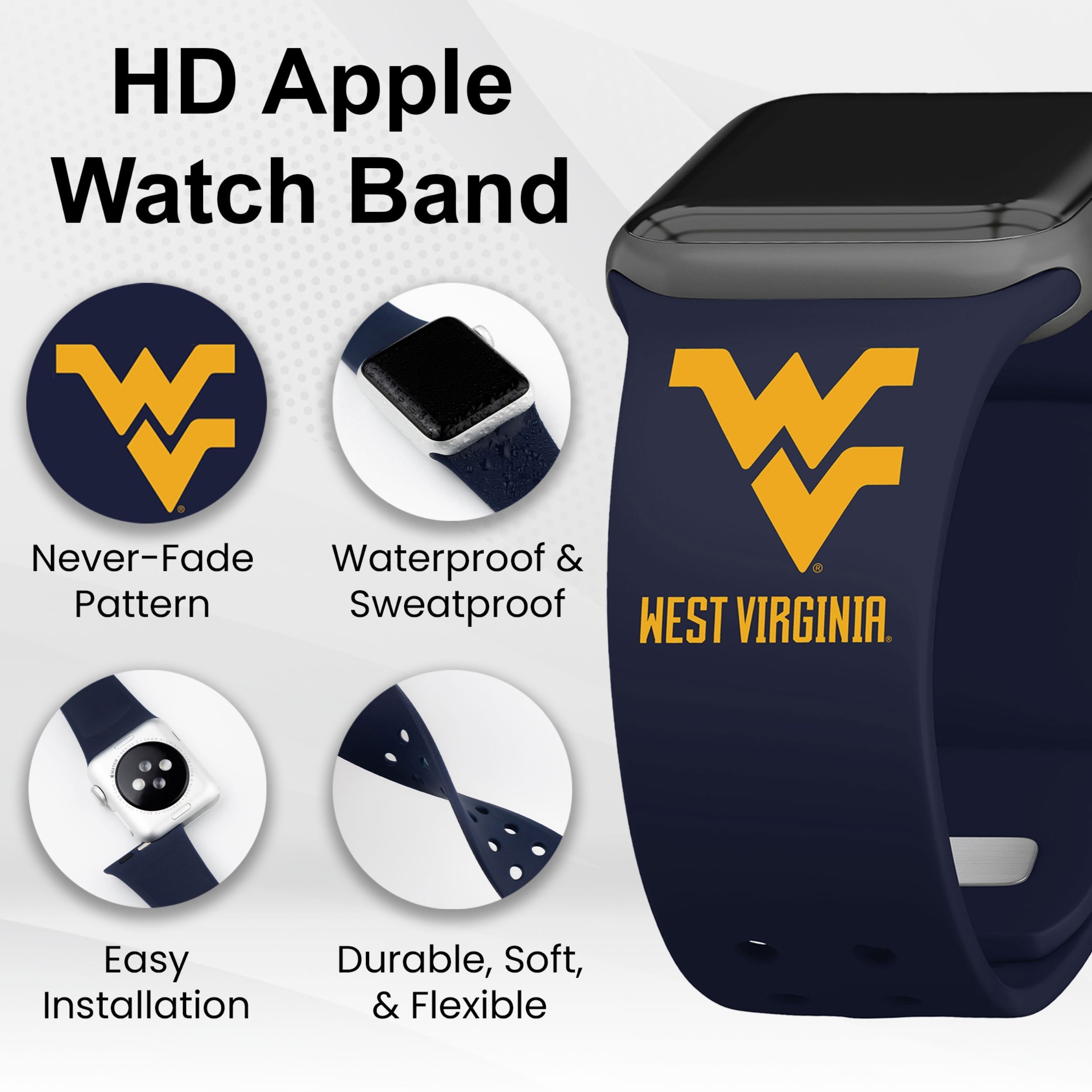 West Virginia Mountaineers HD Apple Watch Band 10