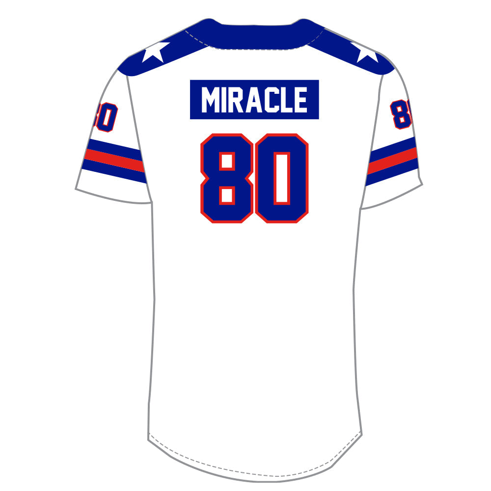 USA 1980 Miracle Embroidered Cotton Baseball Jersey White 4