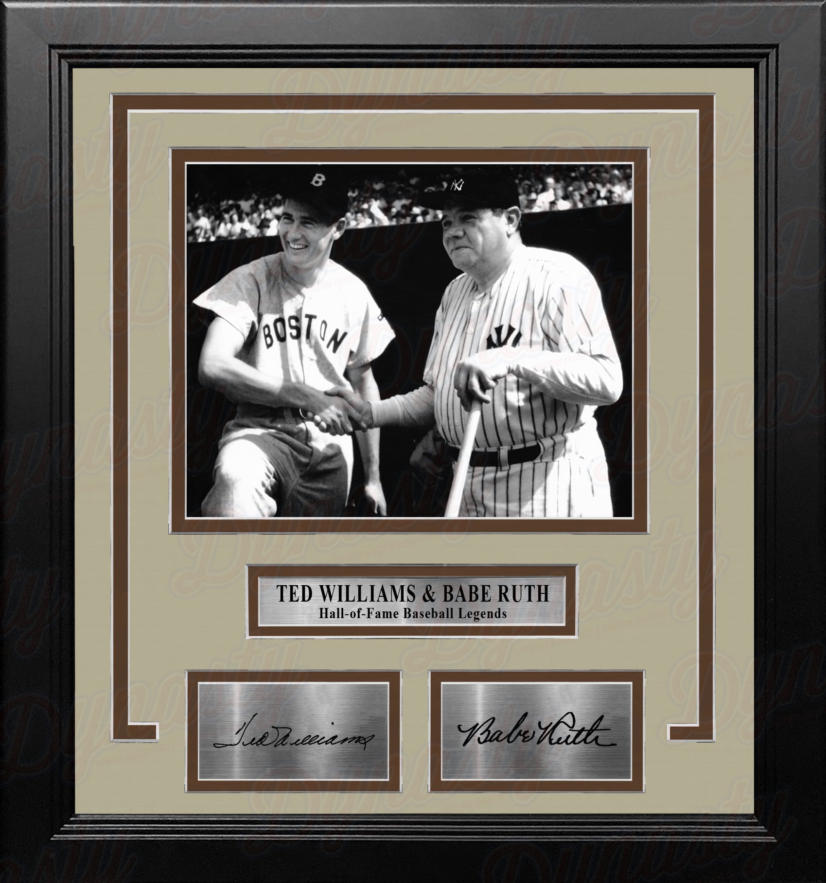Ted Williams and Babe Ruth 8" x 10" Framed Baseball Legends Photo with Engraved Autographs 2