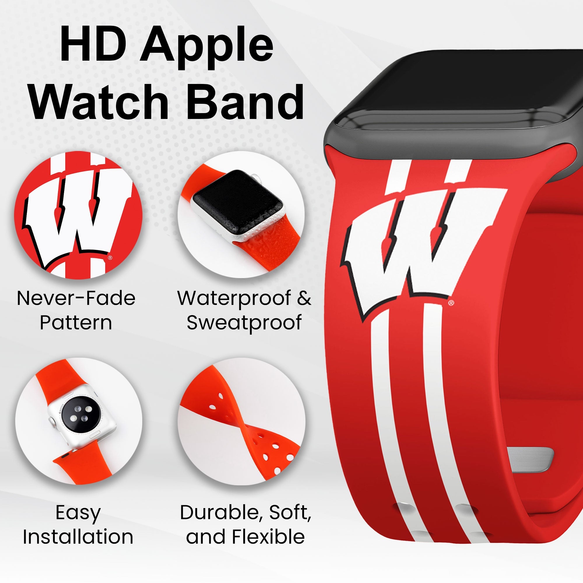 Wisconsin Badgers HD Apple Watch Band 3