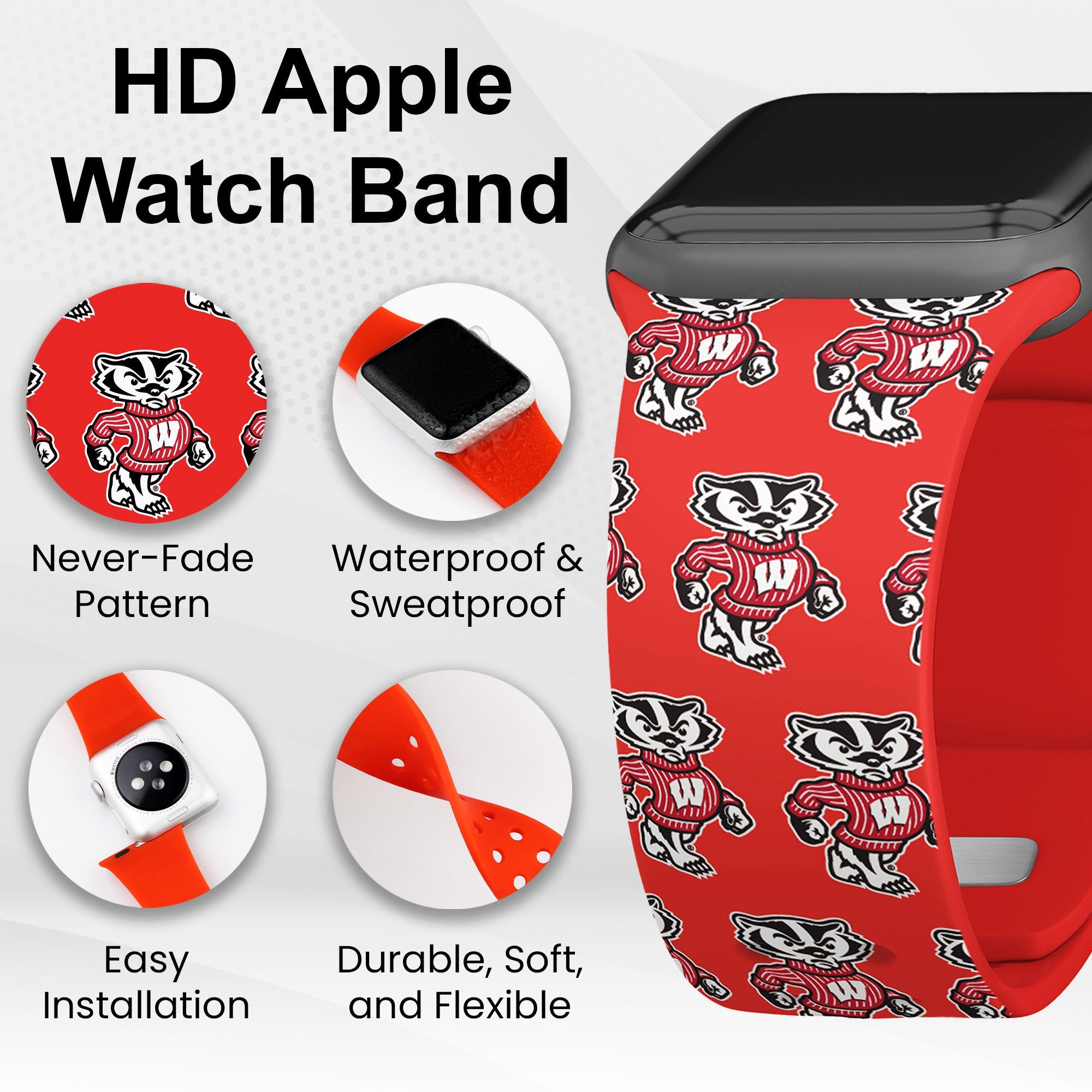 Wisconsin Badgers HD Apple Watch Band 7