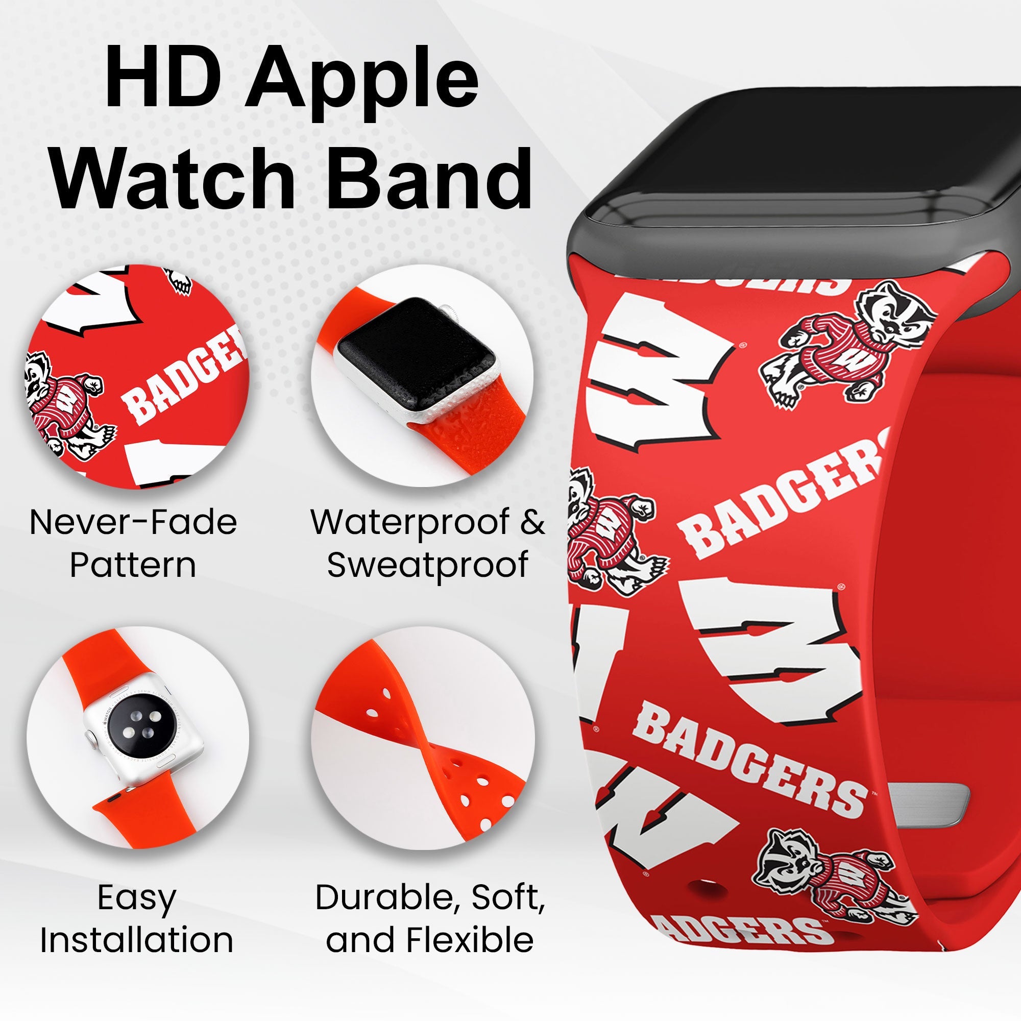 Wisconsin Badgers HD Apple Watch Band 11