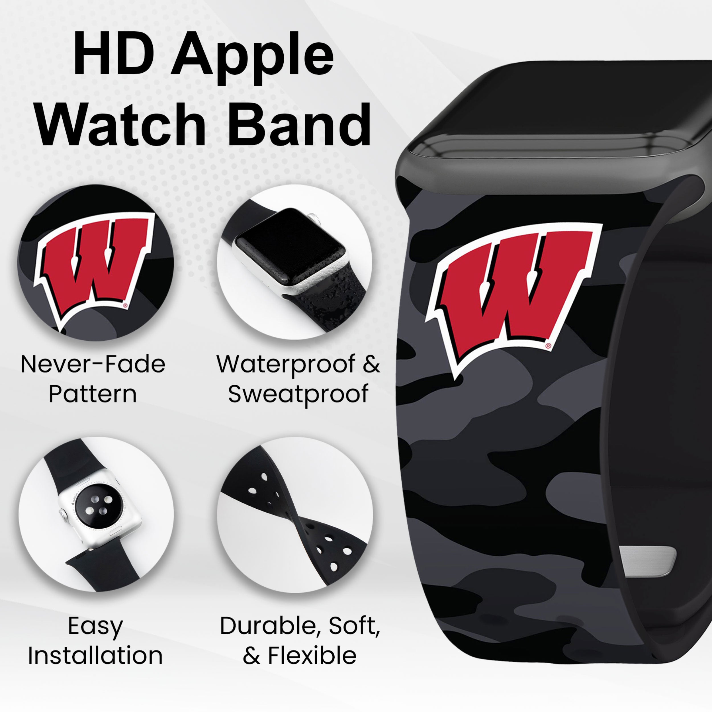 Wisconsin Badgers HD Apple Watch Band 22