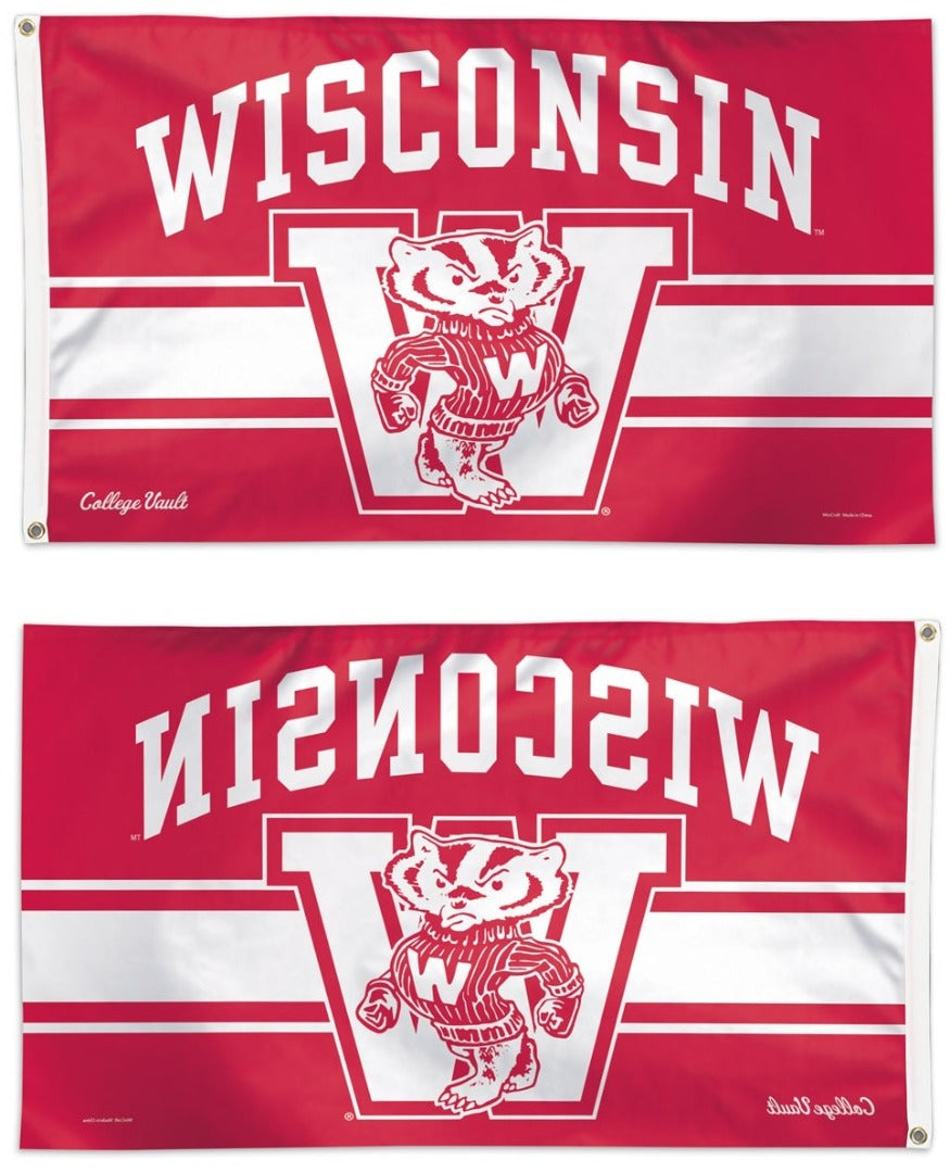 Wisconsin Badgers Vault Logo 3x5 Flag Throwback