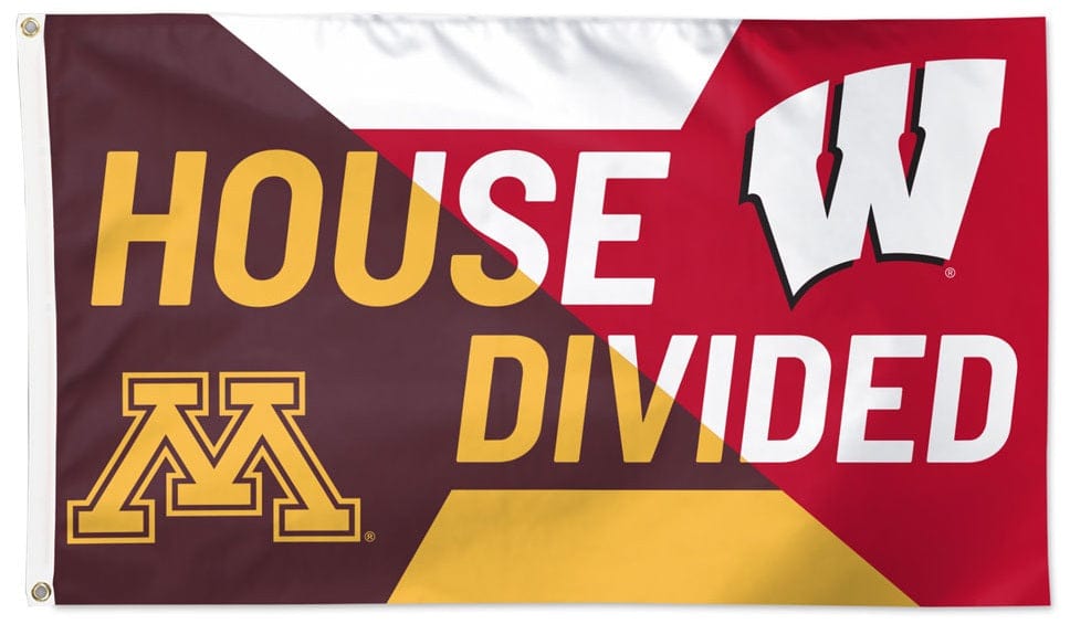 Wisconsin Minnesota House Divided Flag 3x5 Badgers Gophers