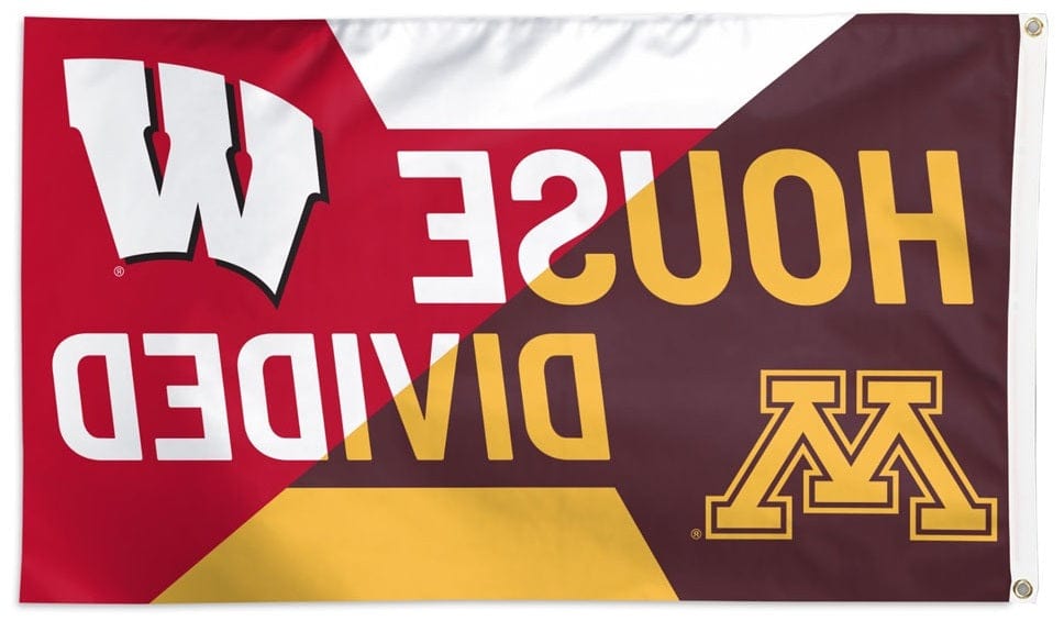 Wisconsin Minnesota House Divided Flag 3x5 Badgers Gophers