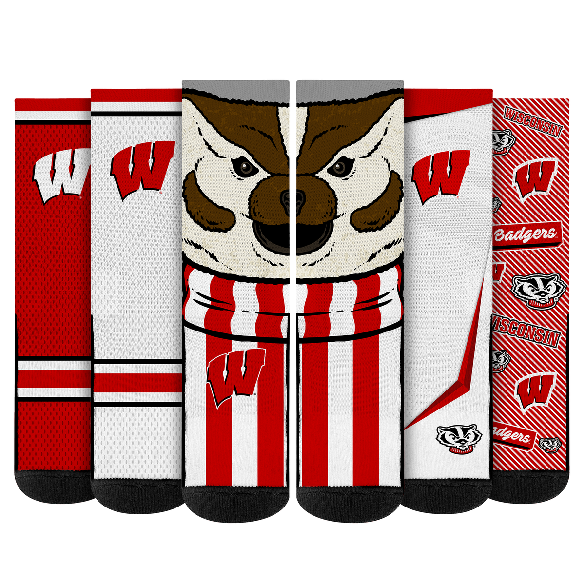 Wisconsin Badgers - Super Fan Bundle 5-Pack | Rock 'Em Socks 1