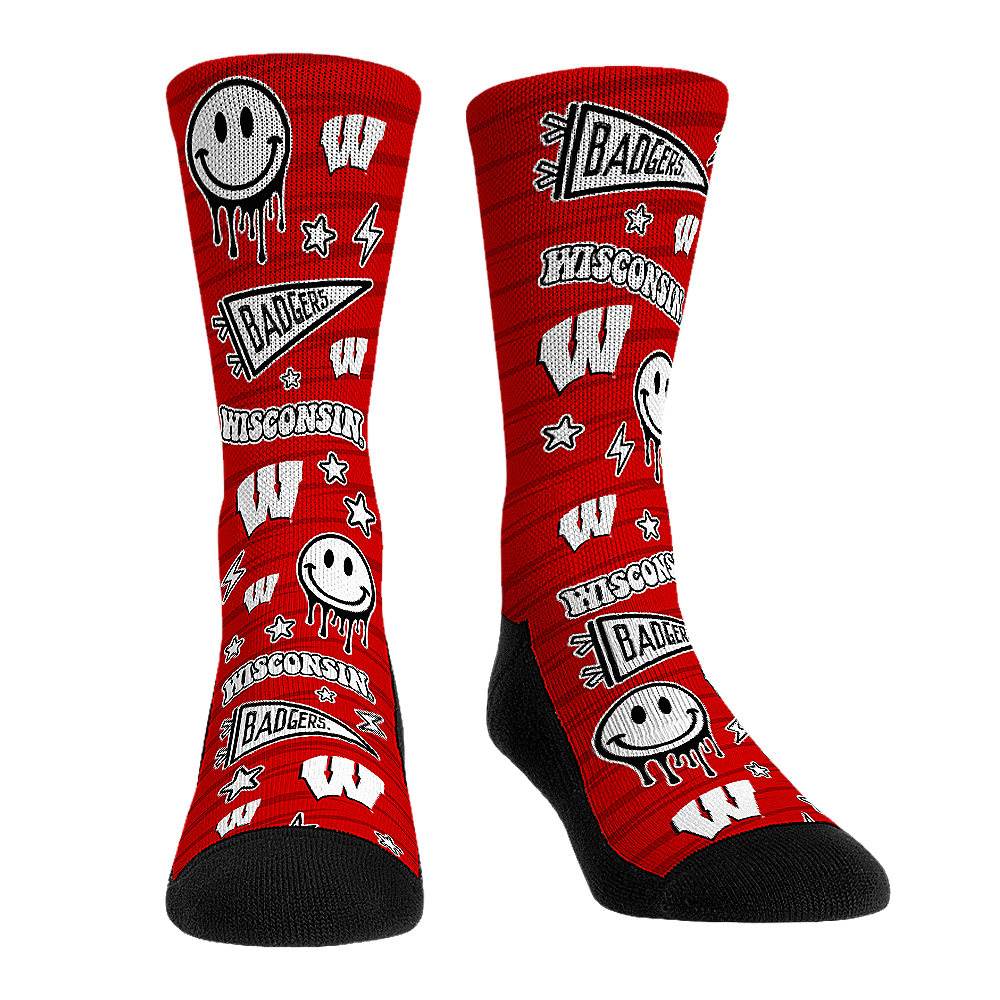 Wisconsin Badgers - Smiley Stickers | Rock 'Em Socks 1