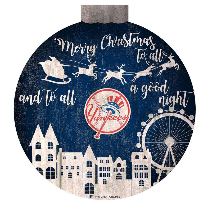 New York Yankees 12" Christmas Village Wall Art Wood Sign 1