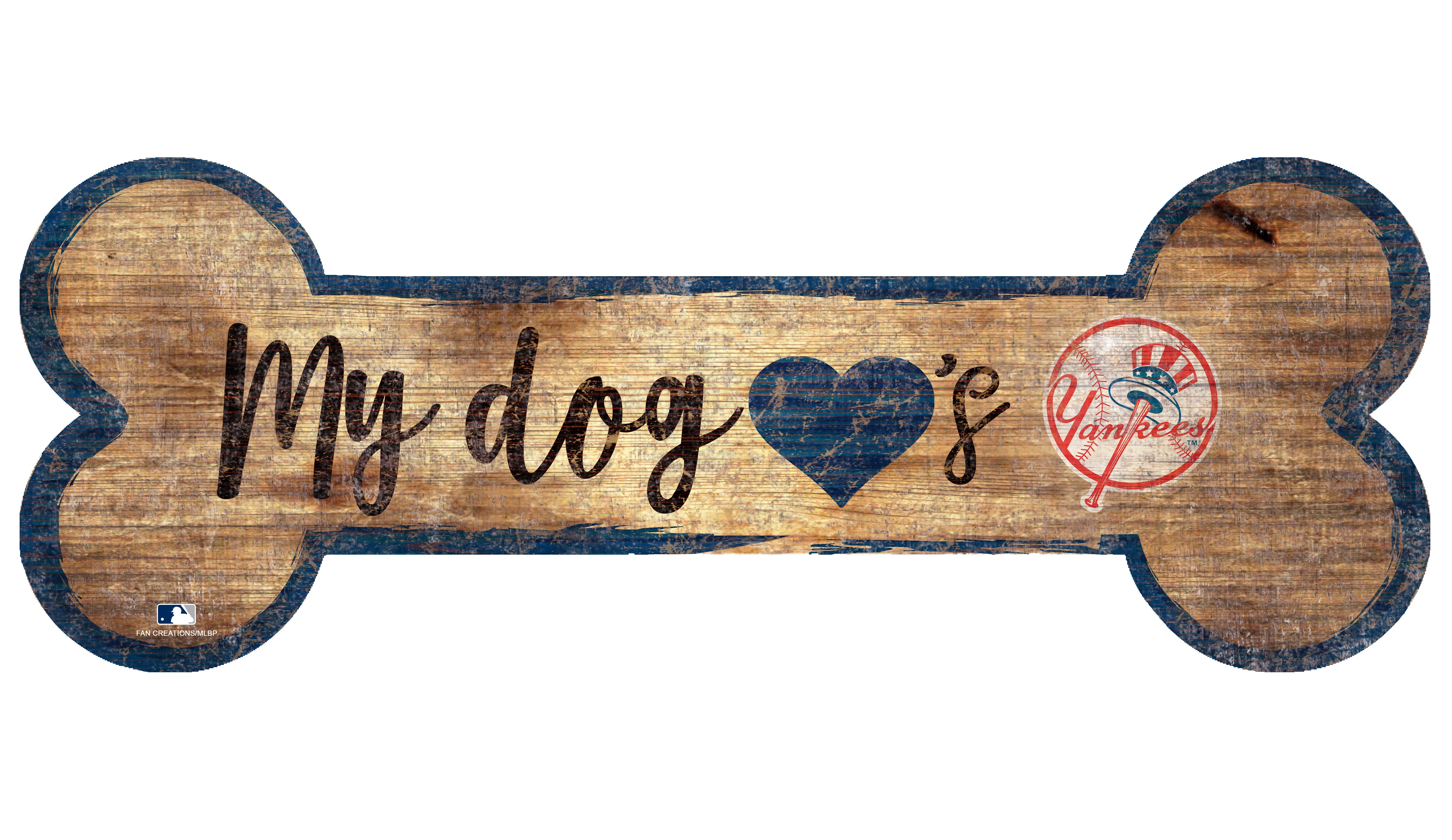 New York Yankees Baseball Dog Bone Wooden Sign 1