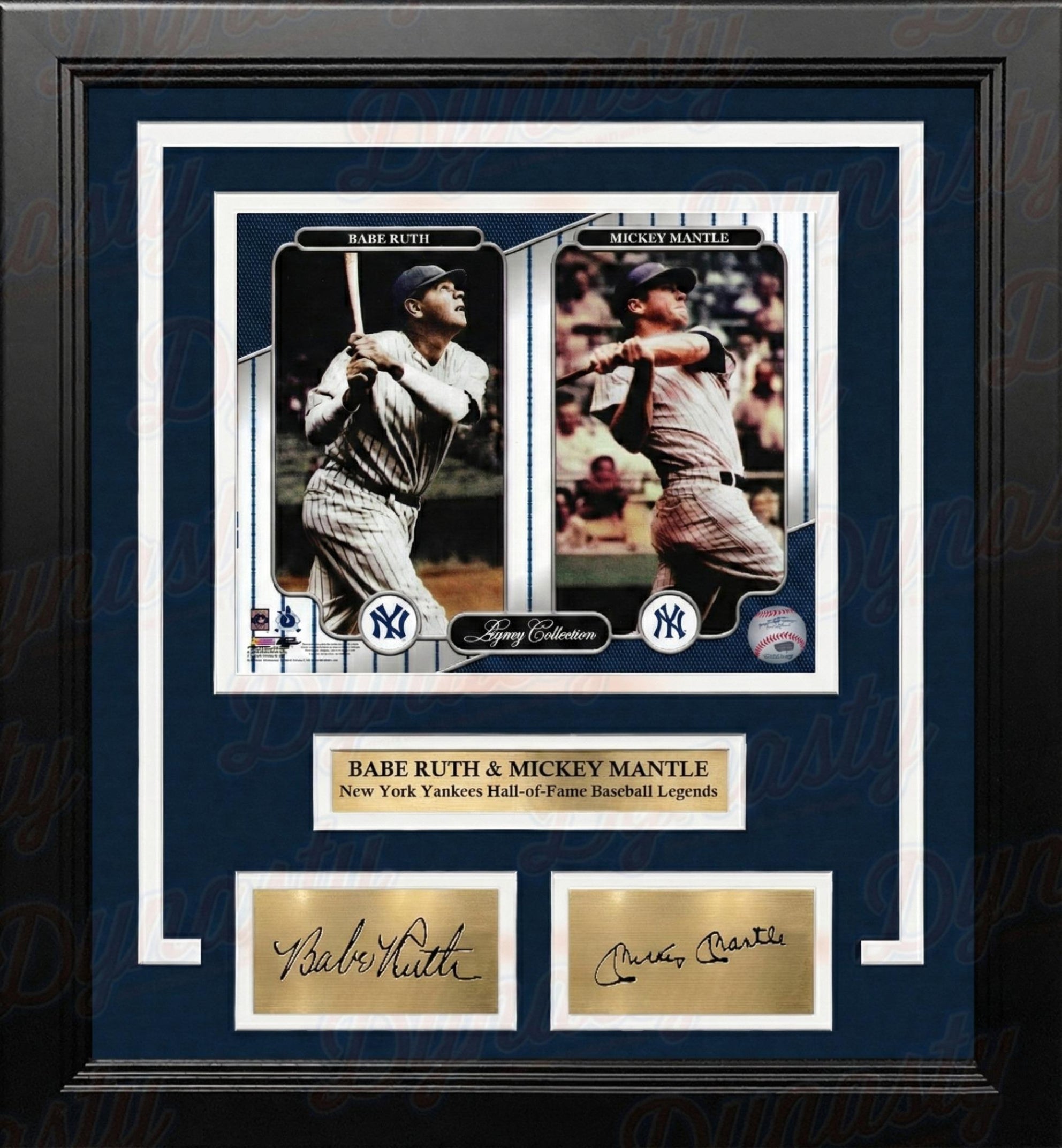 Babe Ruth & Mickey Mantle New York Yankees 8" x 10" Framed Baseball Photo with Engraved Autographs 1