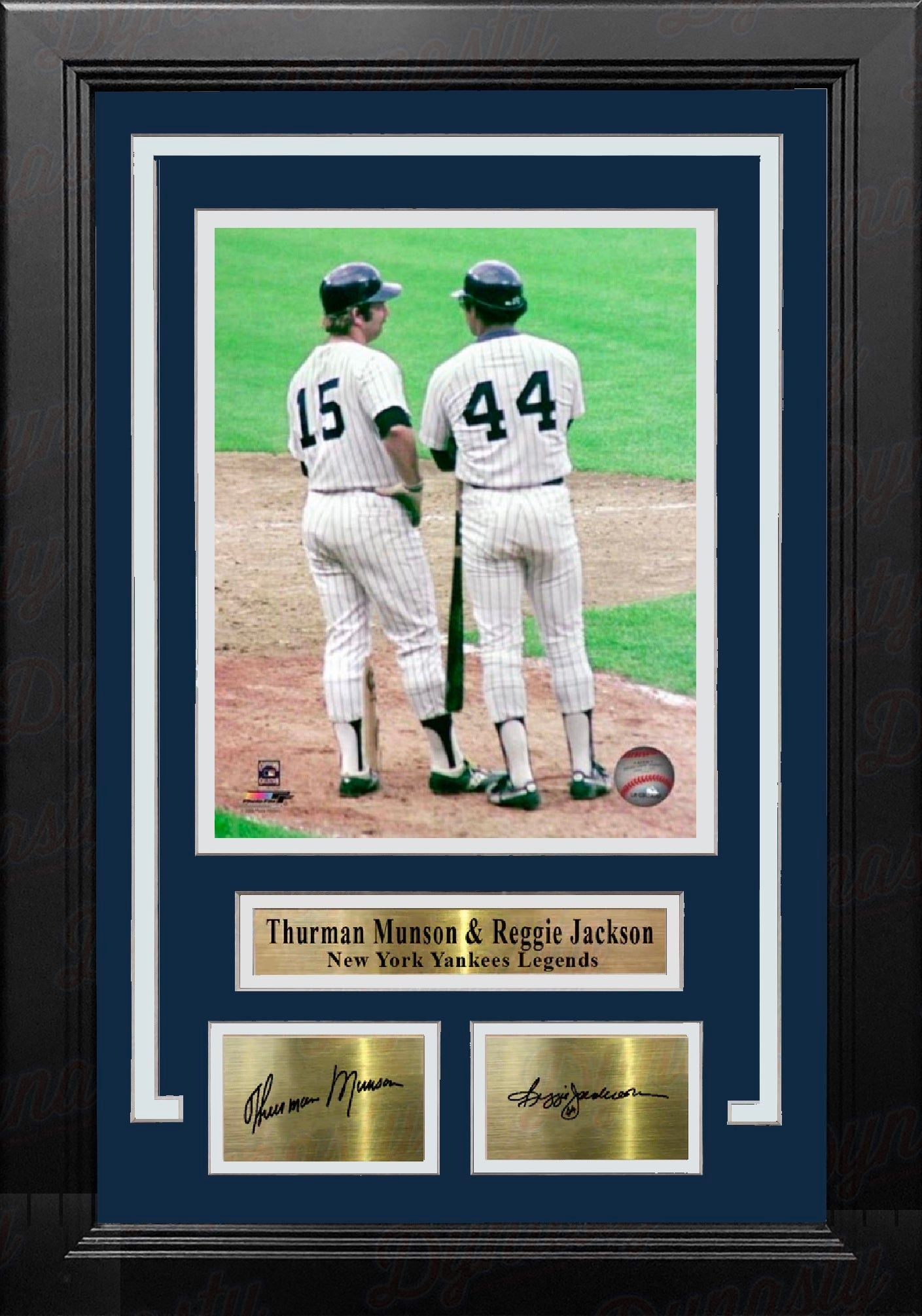 Thurman Munson & Reggie Jackson New York Yankees 8x10 Framed Baseball Photo with Engraved Autographs 1