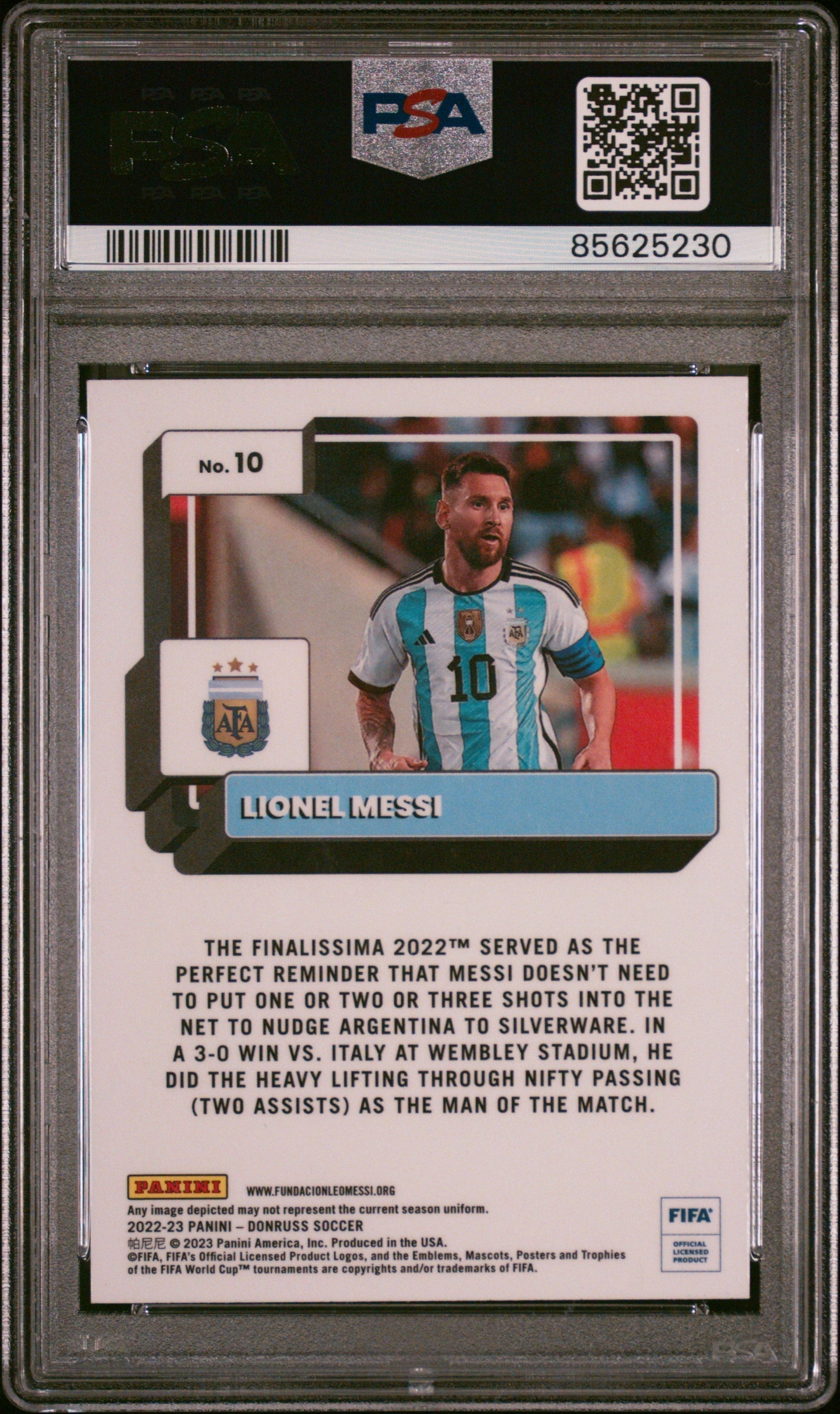Graded 2022 Panini Donruss FIFA Lionel Messi #10 Optic Soccer Card PSA 10 2