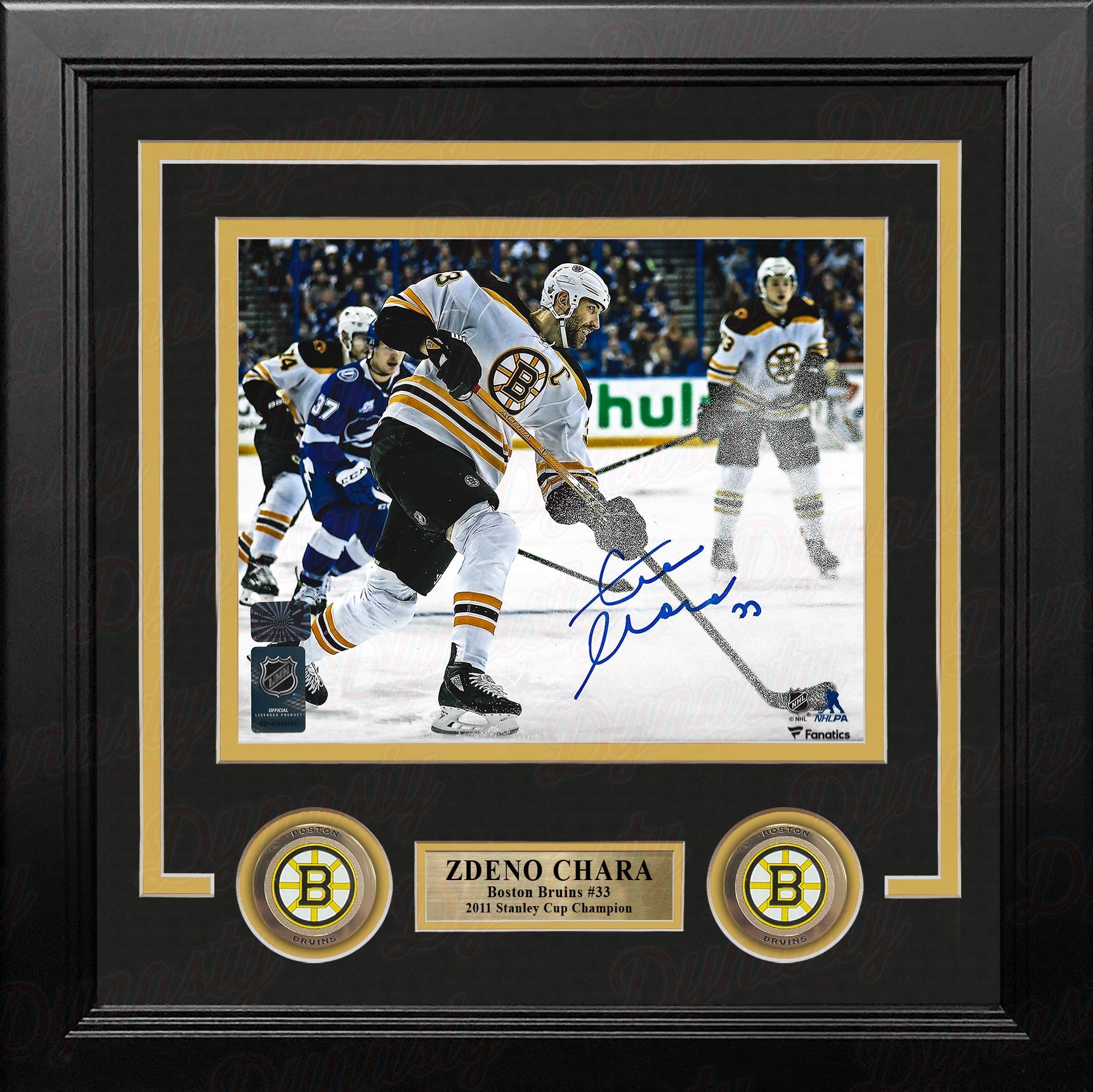 Zdeno Chara in Action Boston Bruins Autographed 8" x 10" Framed Hockey Photo