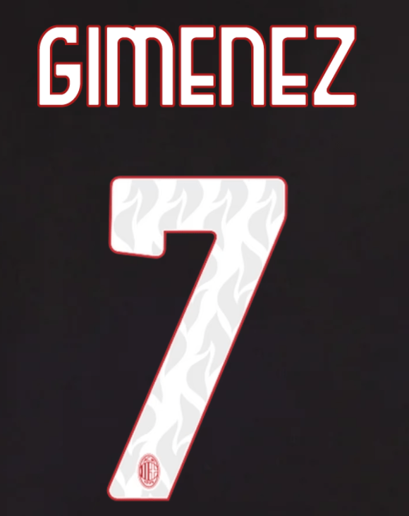 AC Milan 2025/26 Home GIMENEZ #7 Official Name Set 1
