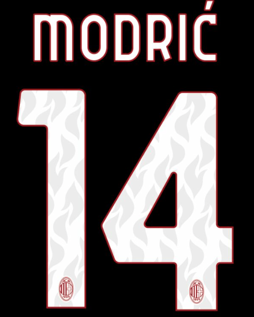 AC Milan 2025/26 Home MODRIC #14 Official Name Set 1