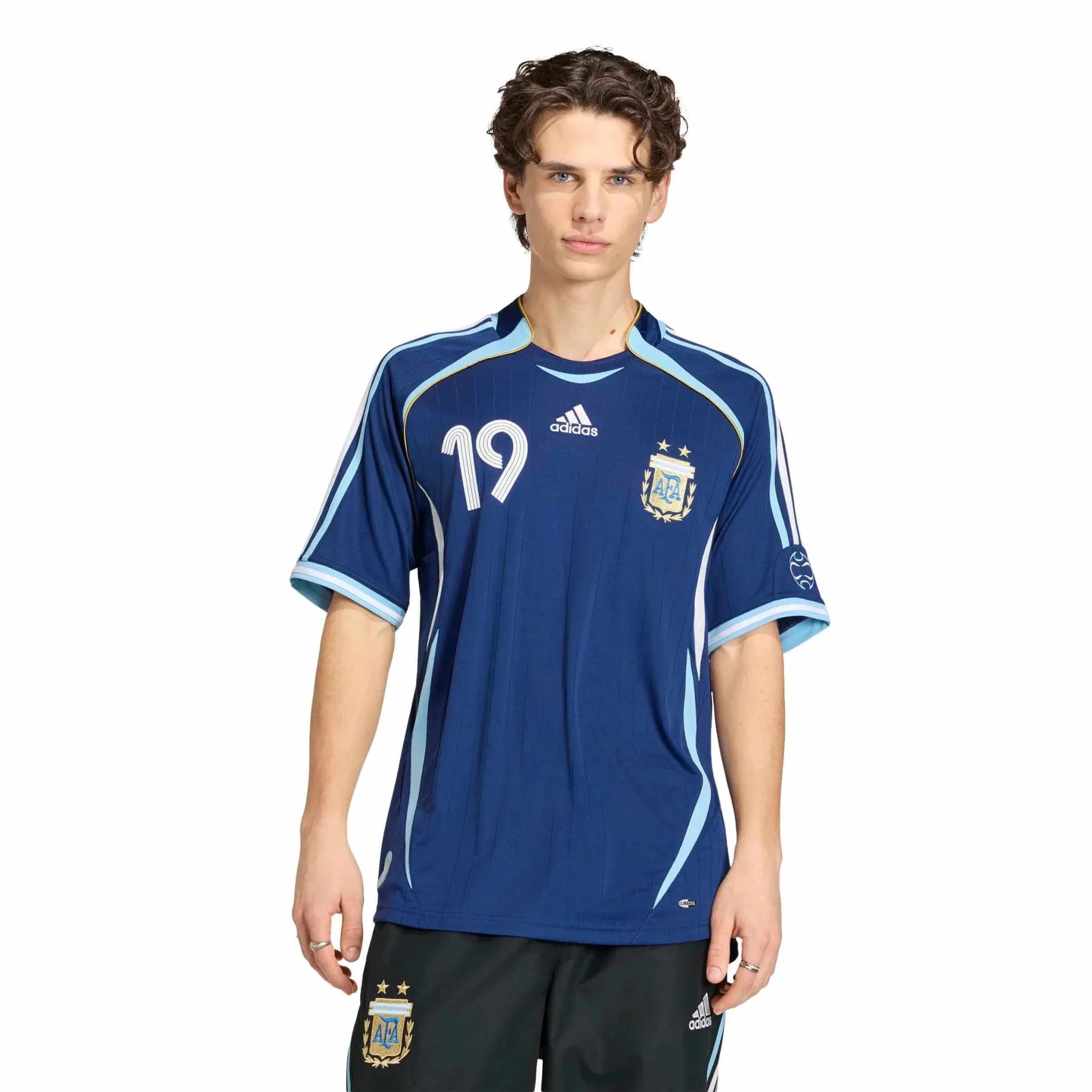adidas 2006 Argentina Men's Retro Stadium Away Messi #19 Soccer Jersey 4