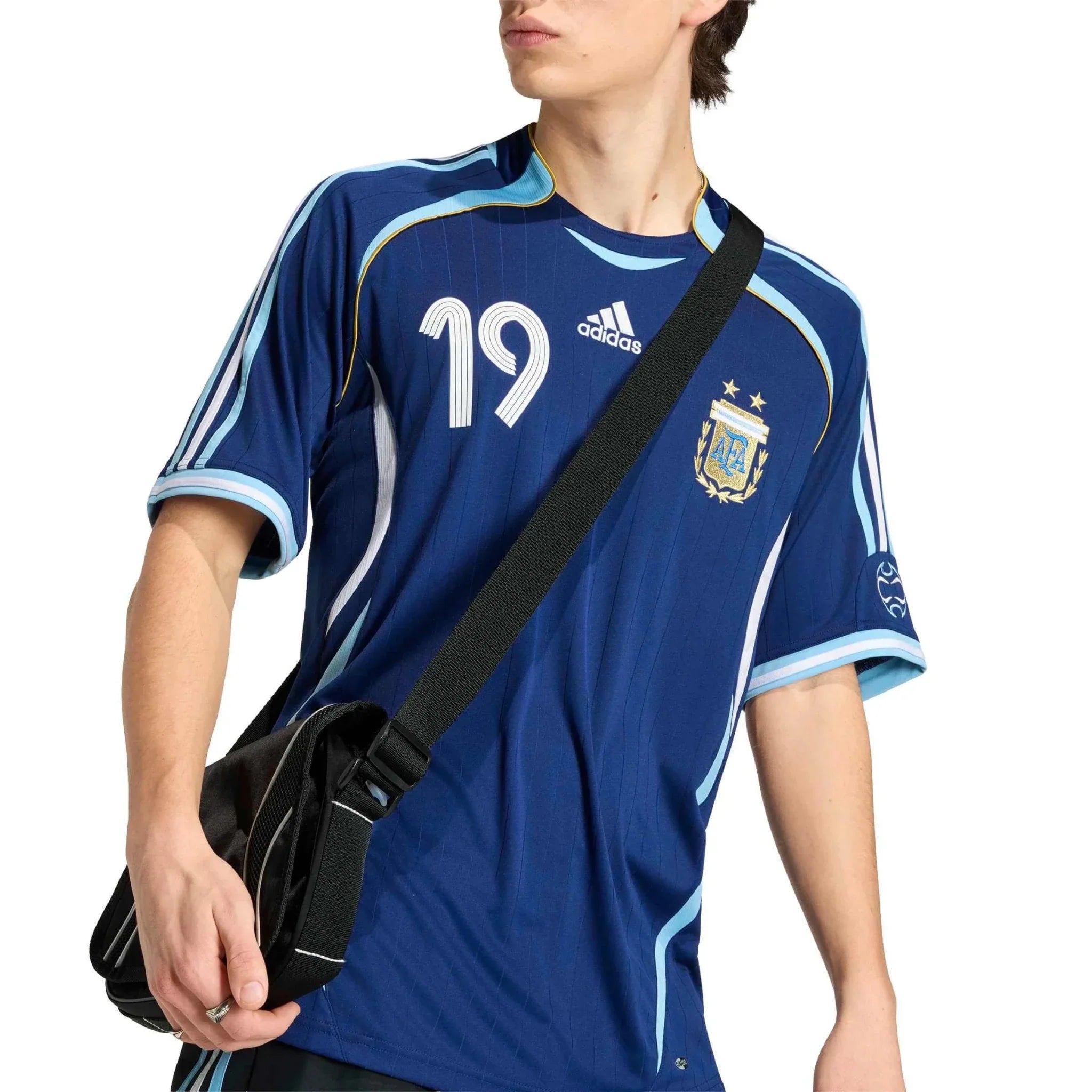 adidas 2006 Argentina Men's Retro Stadium Away Messi #19 Soccer Jersey 5