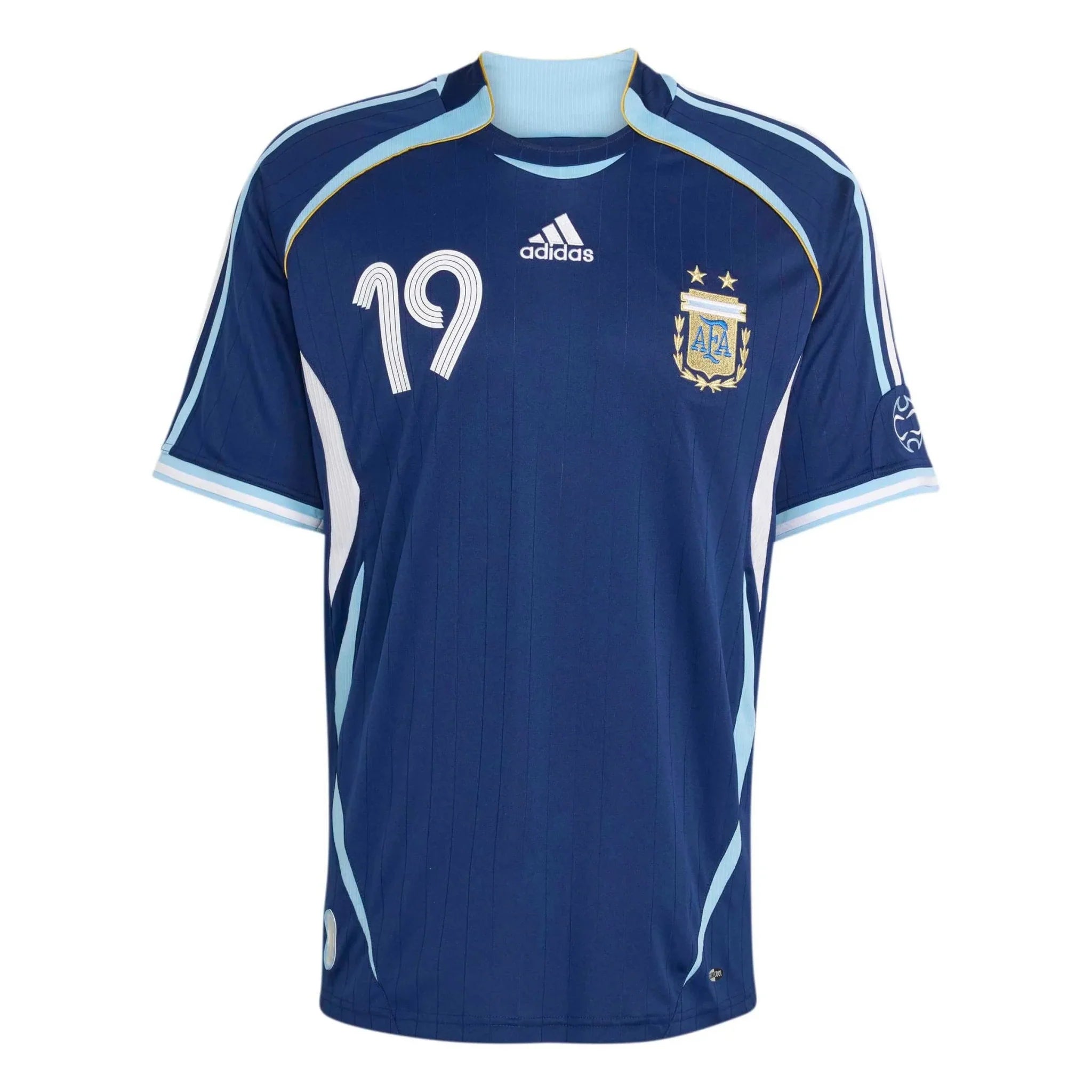 adidas 2006 Argentina Men's Retro Stadium Away Messi #19 Soccer Jersey 2