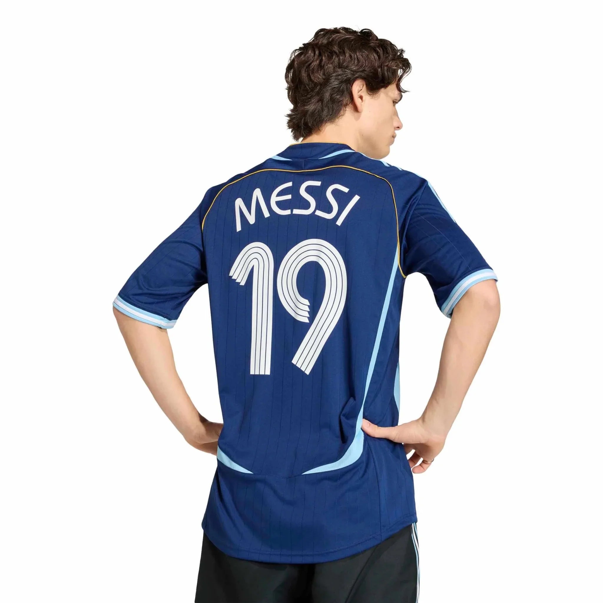 adidas 2006 Argentina Men's Retro Stadium Away Messi #19 Soccer Jersey 3