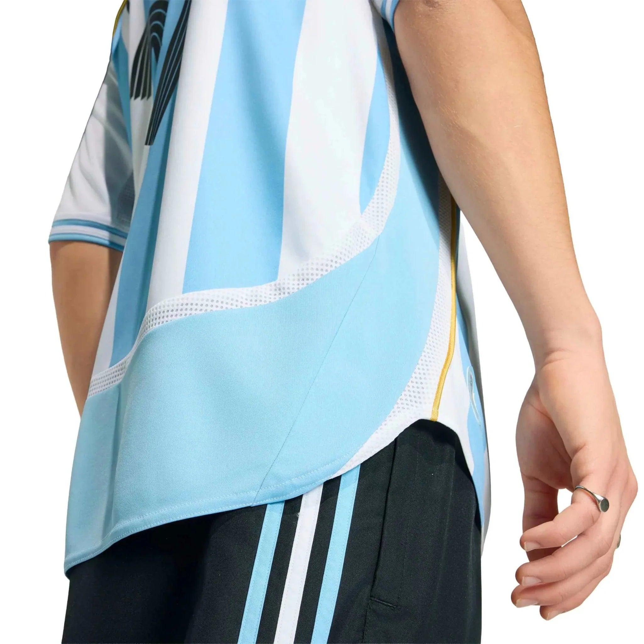 adidas 2006 Argentina Men's Retro Stadium Home Messi #19 Soccer Jersey 6