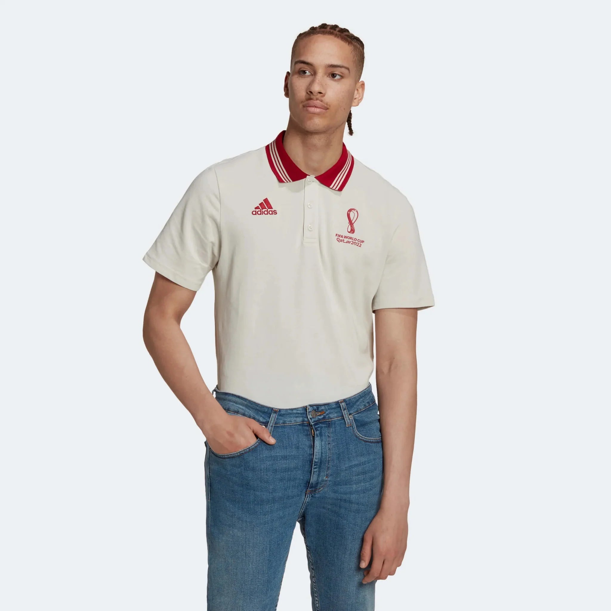 adidas 2022 FIFA World Cup Official Emblem Polo Shirt - Talc 2