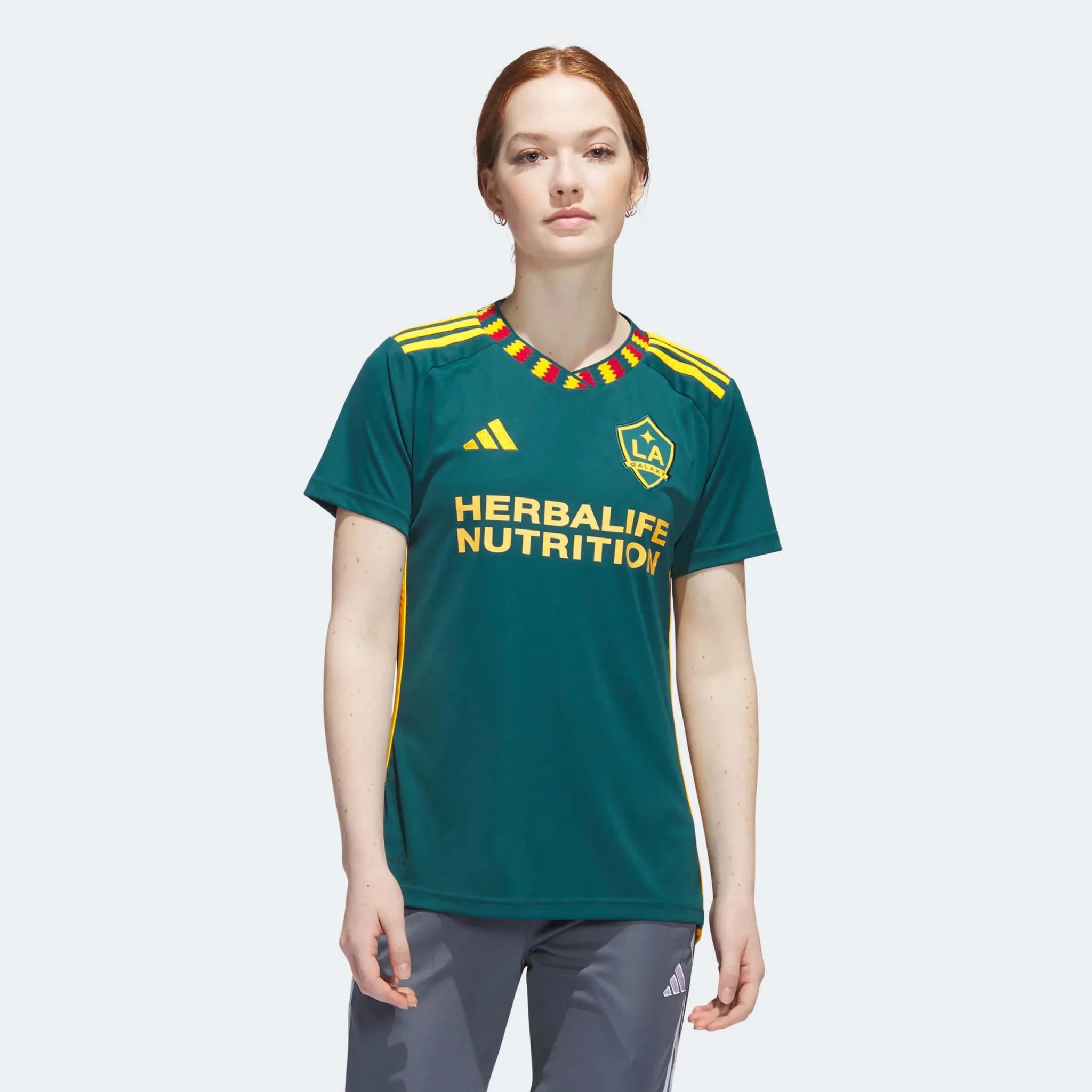 adidas 2023-25 LA Galaxy Women's Away Jersey - Mystery Green-Team Gold 1