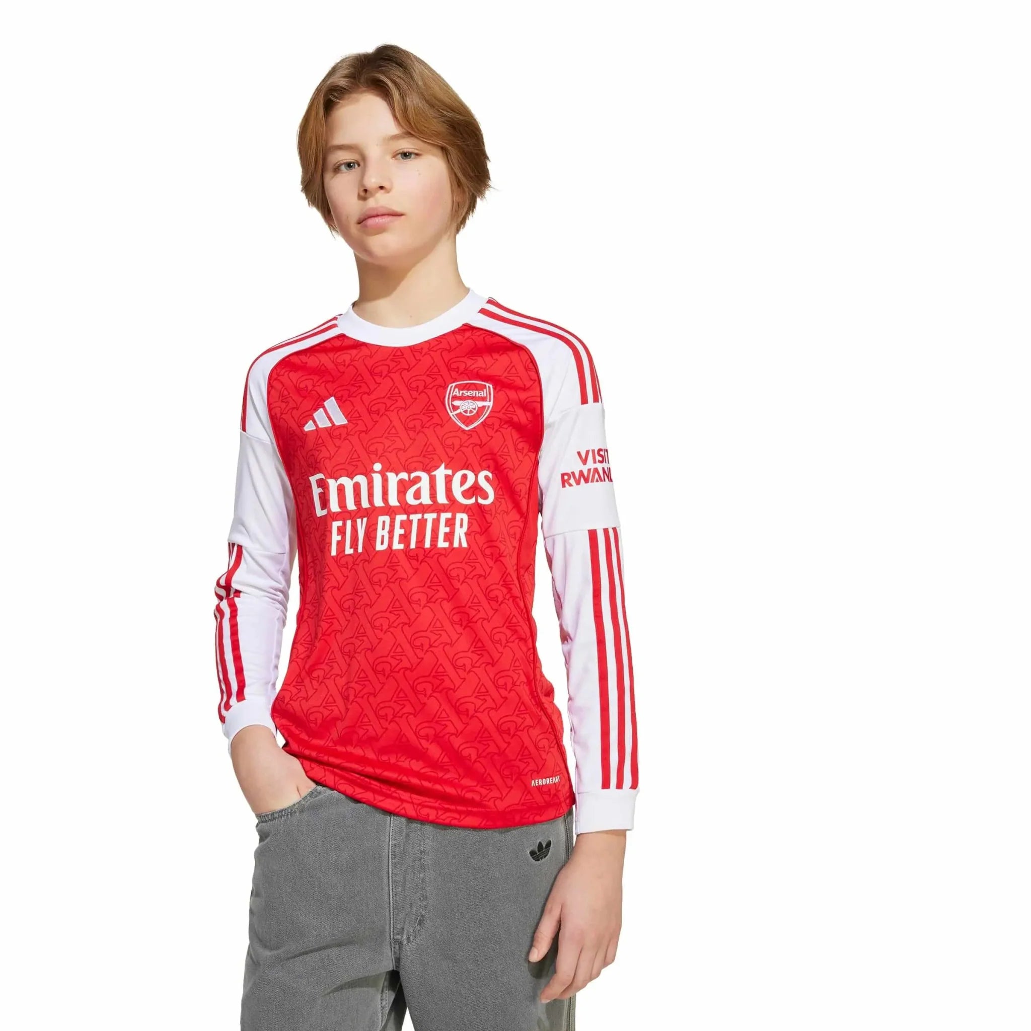 adidas 2025-26 Arsenal Youth Stadium Home Long-Sleeve Soccer Jersey 3