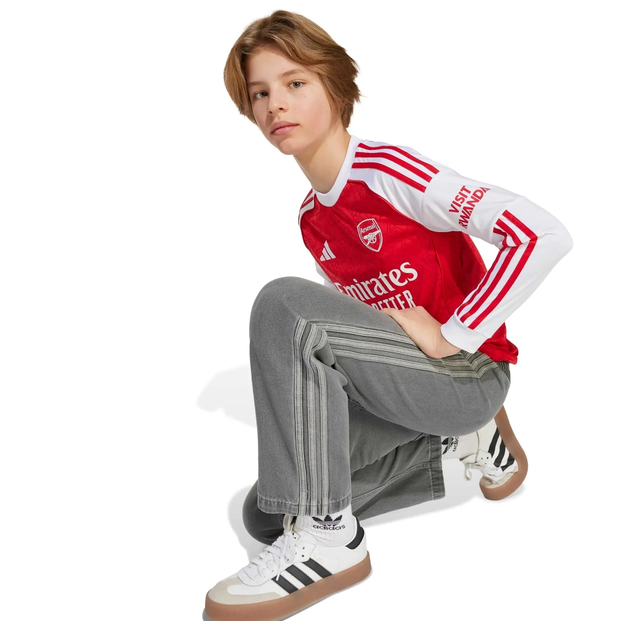 adidas 2025-26 Arsenal Youth Stadium Home Long-Sleeve Soccer Jersey 5